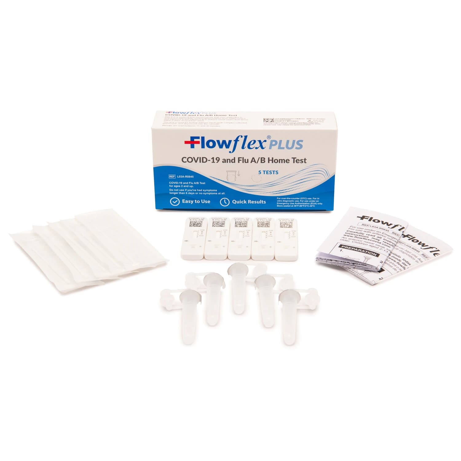 FlowFlex Plus COVID-19/Flu A&B Antigen Home Test, OTC, EUA, 5/Box - FlowFlex Plus COVID/Flu Test - Image 1