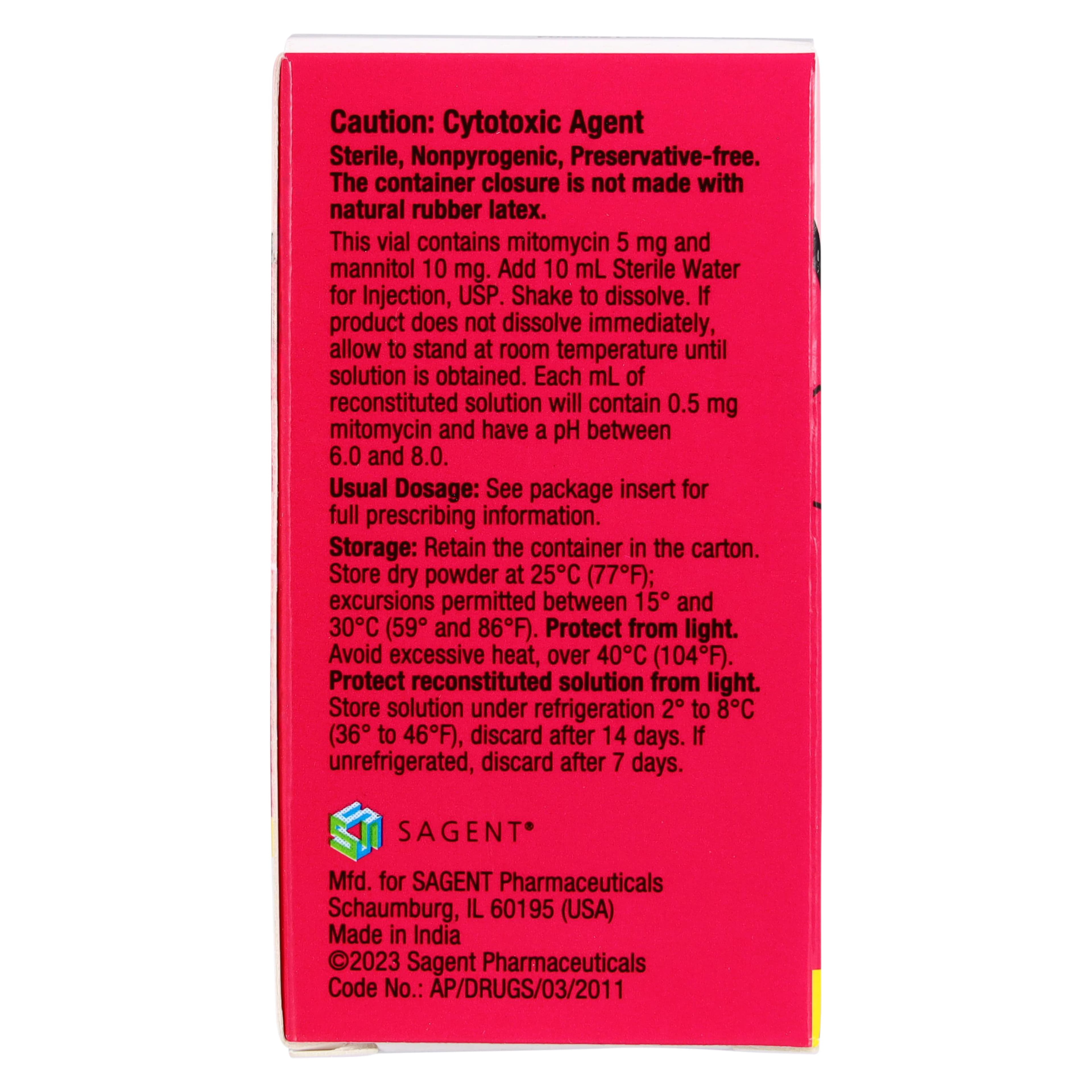Mitomycin Injection 5 mg/vial, Lyophilized Powder for Solution, Single-Dose Vial, 15 mL, Sagent Pharmaceuticals thumbnail 5
