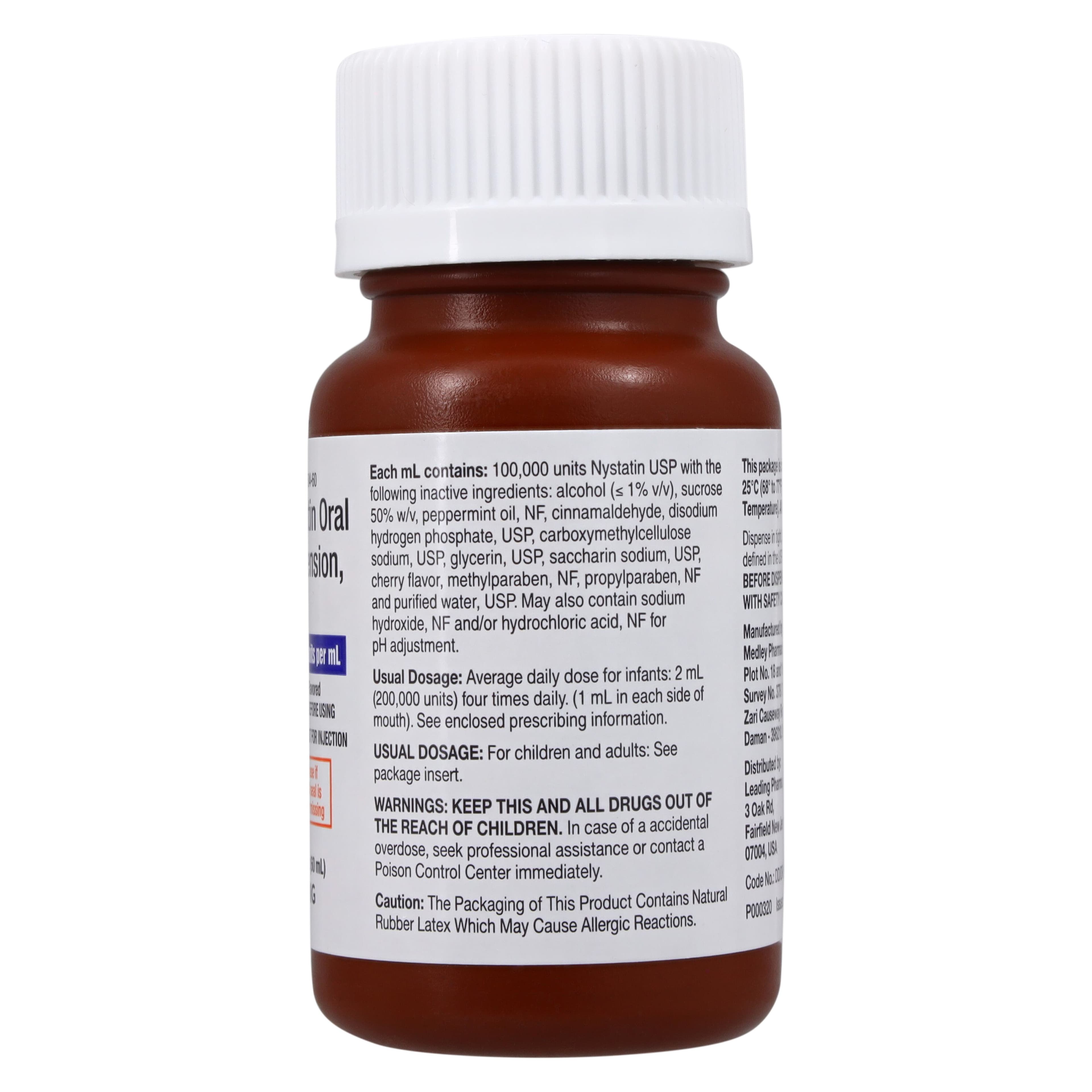 Nystatin Oral Suspension, 100 MU/mL, 60 mL Bottle thumbnail 3