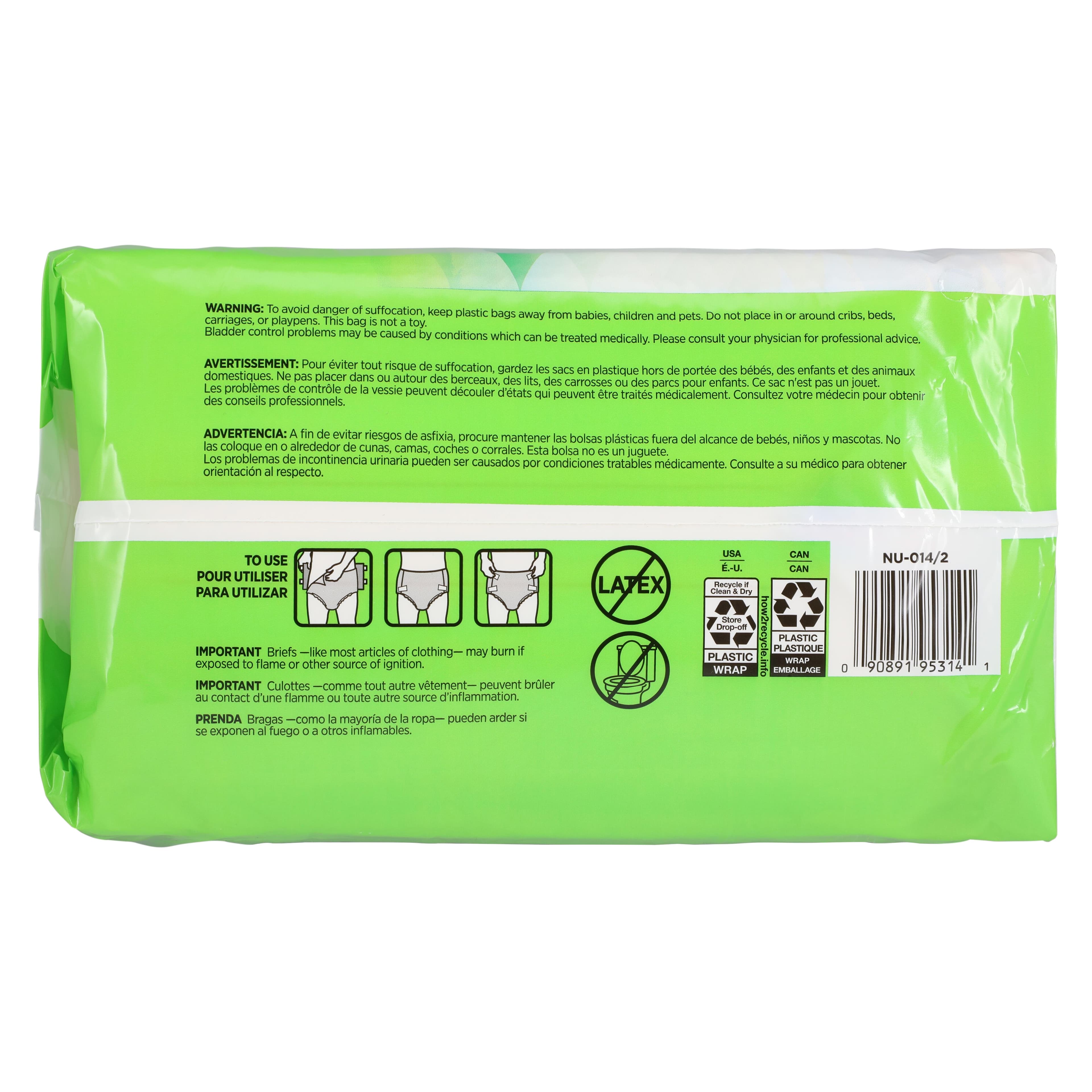 Prevail Nu-Fit Adult Incontinence Brief, Unisex, X-Large, 59-64" Waist, Heavy Absorbency, Refastenable Tabs, Beige, 80/Case thumbnail 4