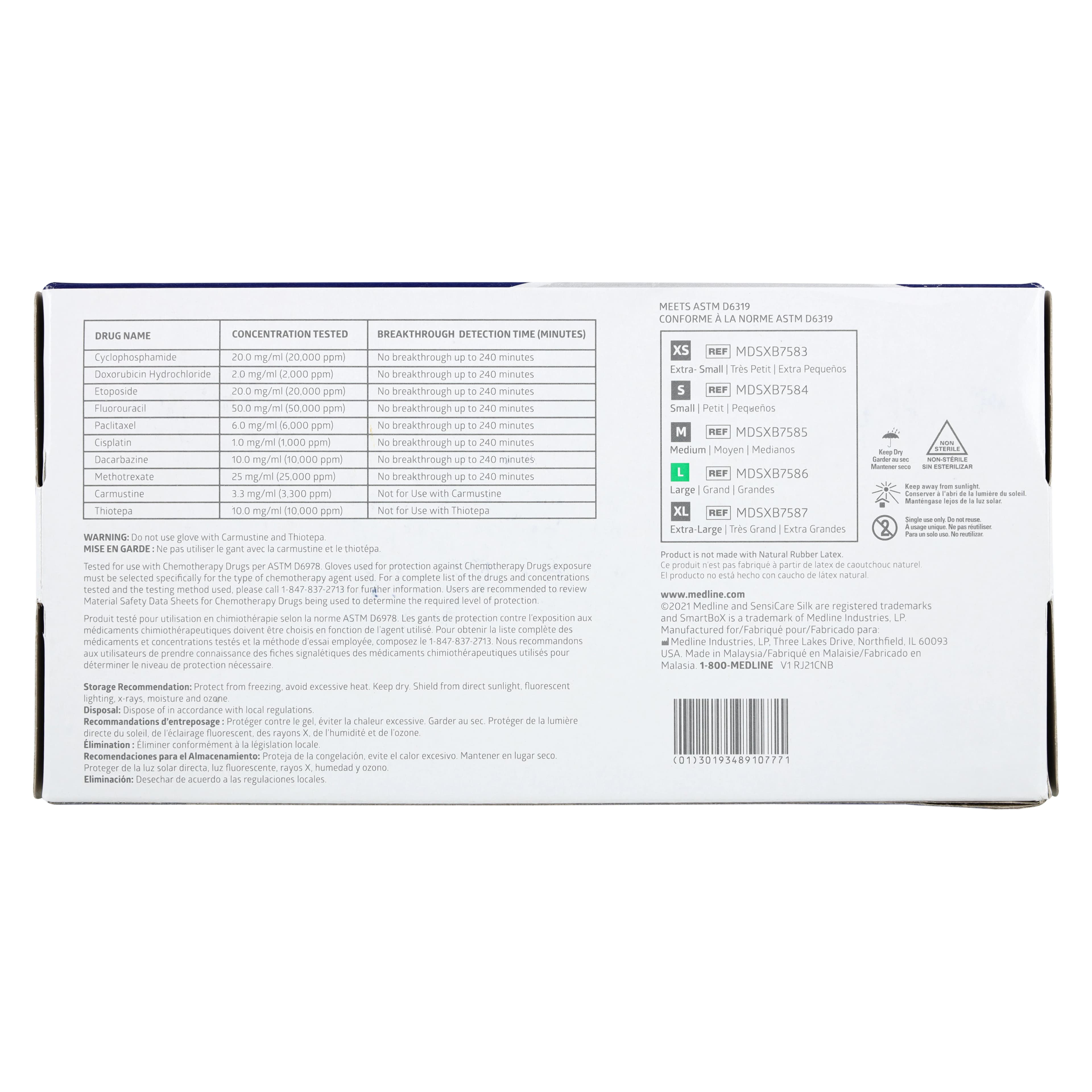 Medline SensiCare Silk Nitrile Exam Gloves, Large, Dark Blue, Non-Sterile thumbnail 4