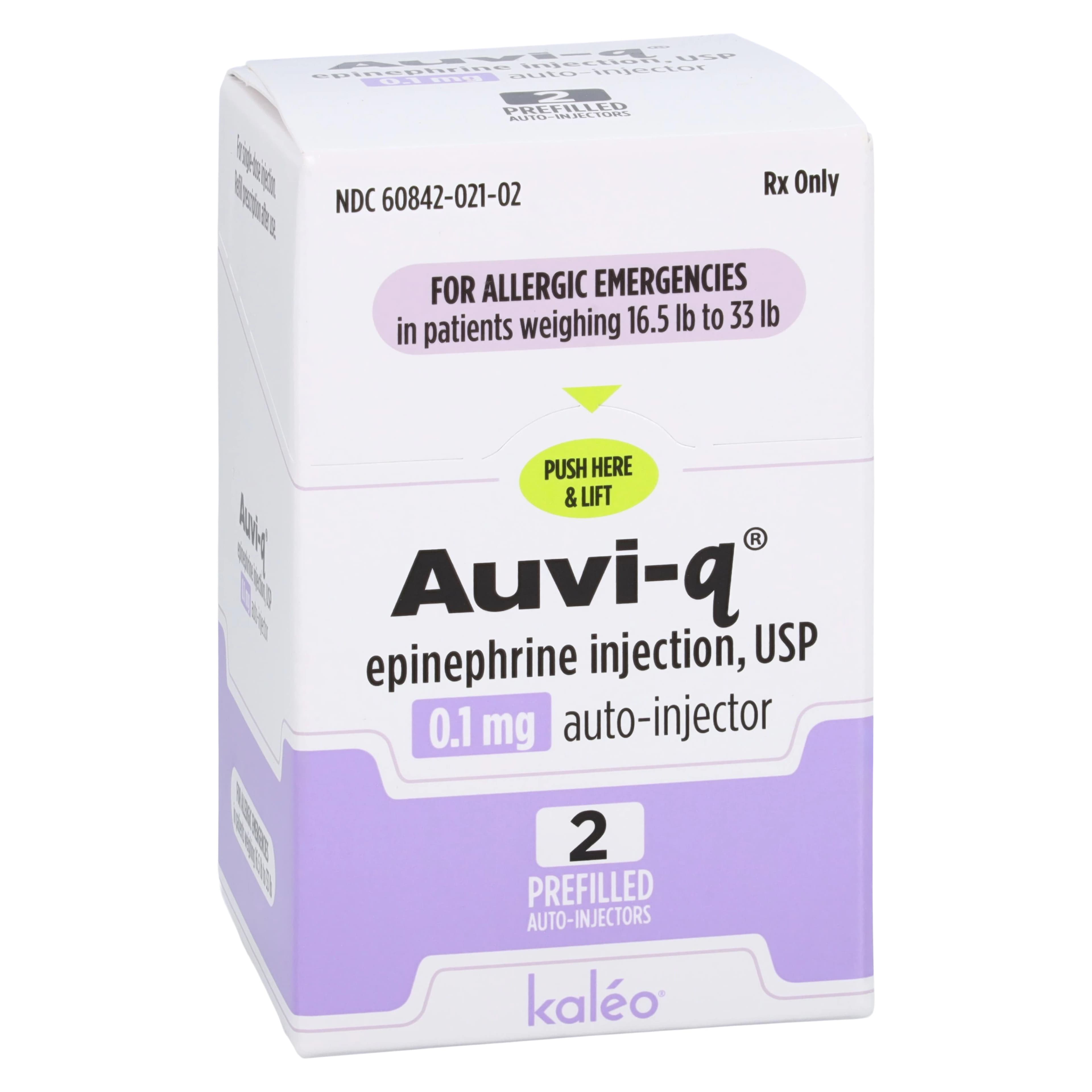 Auvi-Q Epinephrine Auto-Injector, 0.1mg, 2/Box - Auvi-Q Epi Auto-Injector - Image 1