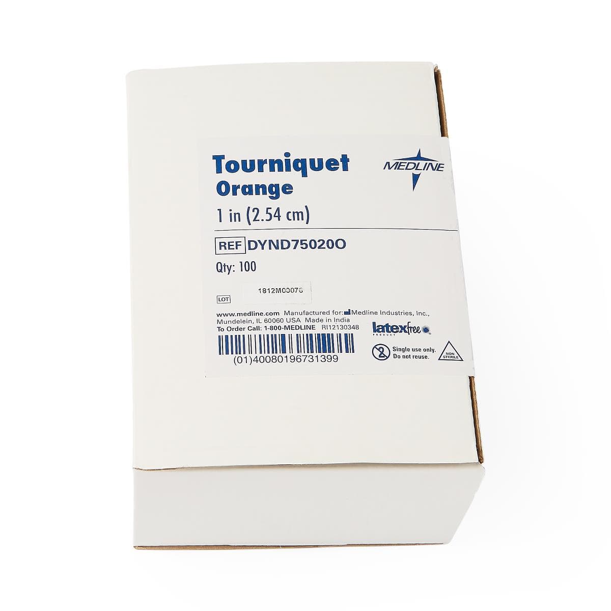 Medline Disposable Tourniquet, 18" x 1", Orange, Latex-Free, Non-Sterile, Textured, 100/Case thumbnail 3