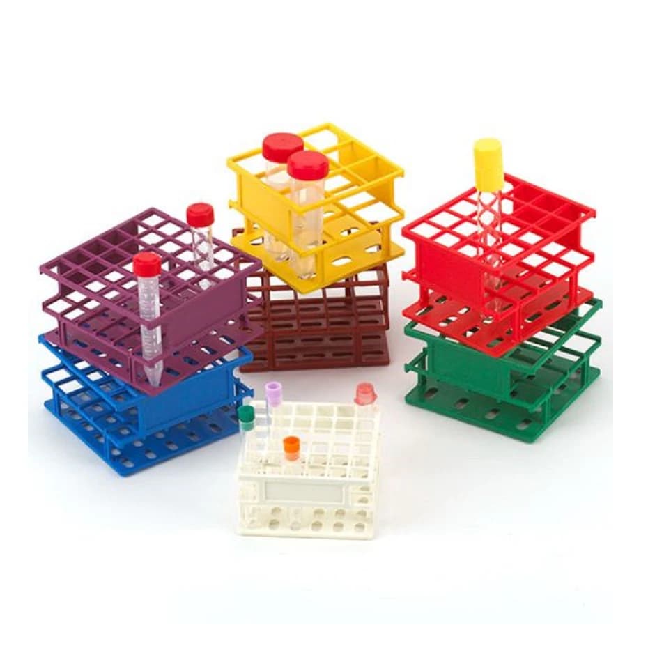 Globe Scientific Wireless Test Tube Rack, Nylon, 16mm, Half Size, 36 Place, Yellow - Rack Wireless Half Sz 36 Place - Image 1