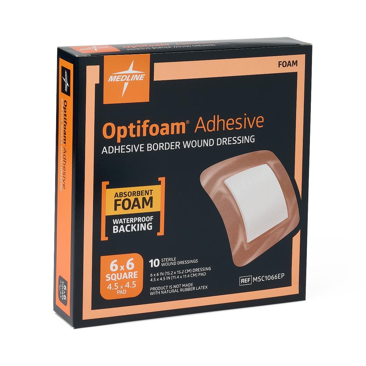 Medline Optifoam Adhesive Foam Wound Dressing, 6" x 6", Sterile, Latex-Free - DRESSING WOUND OPTIFOAM ADHESI - Image 1