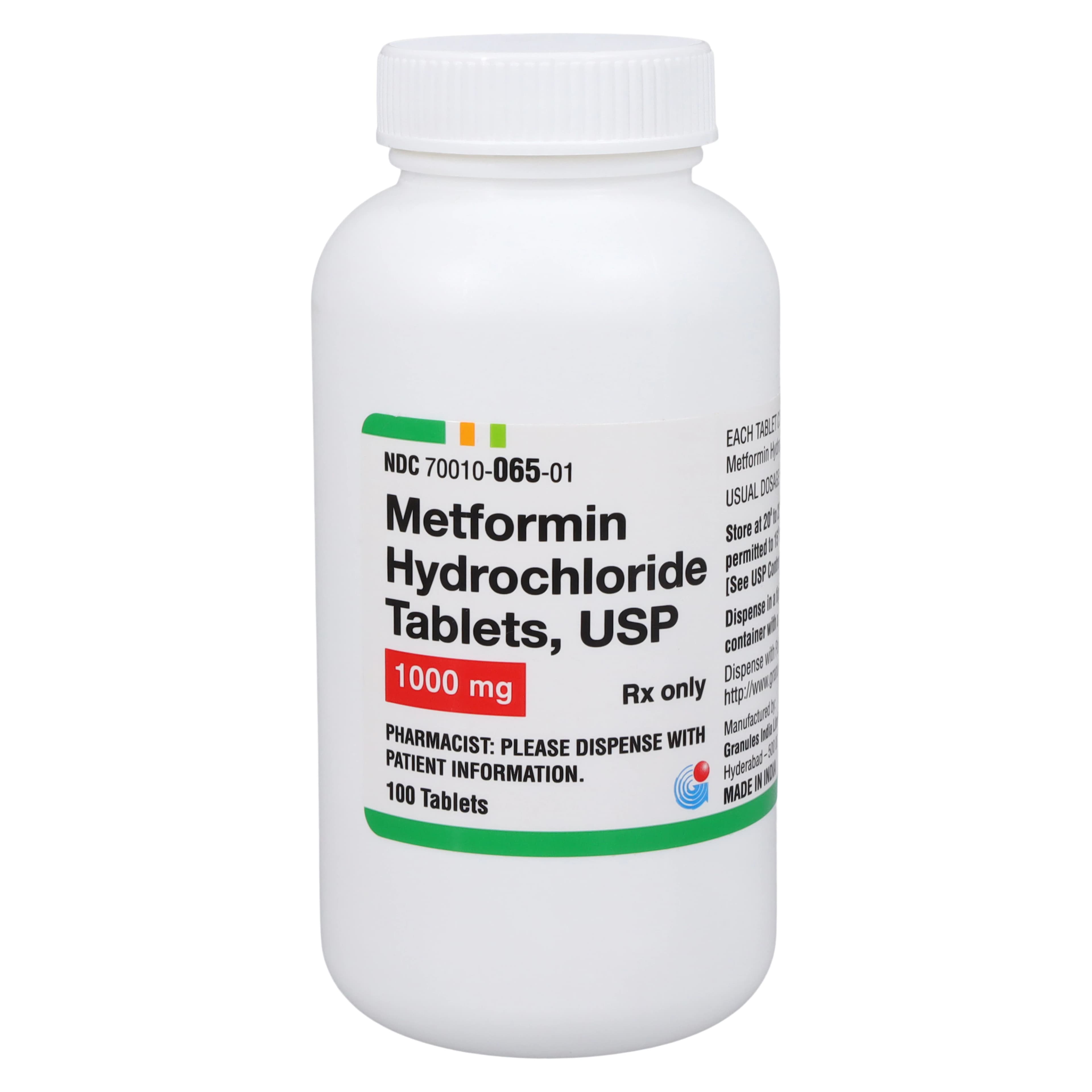 Metformin HCl Tablets, 1000mg, 100/Bottle - Metformin HCl Tablets - Image 1