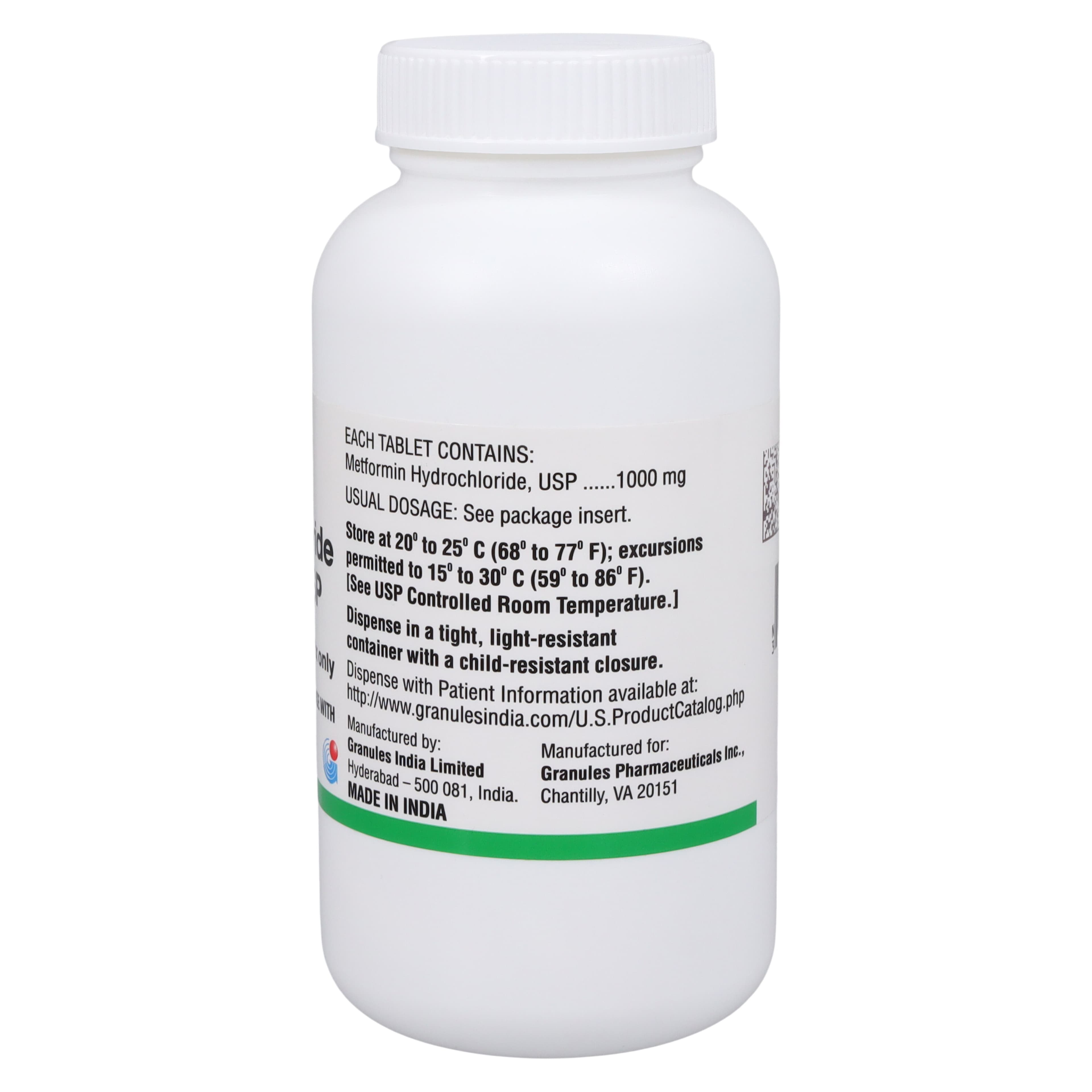 Metformin HCl Tablets, 1000mg, 100/Bottle thumbnail 2