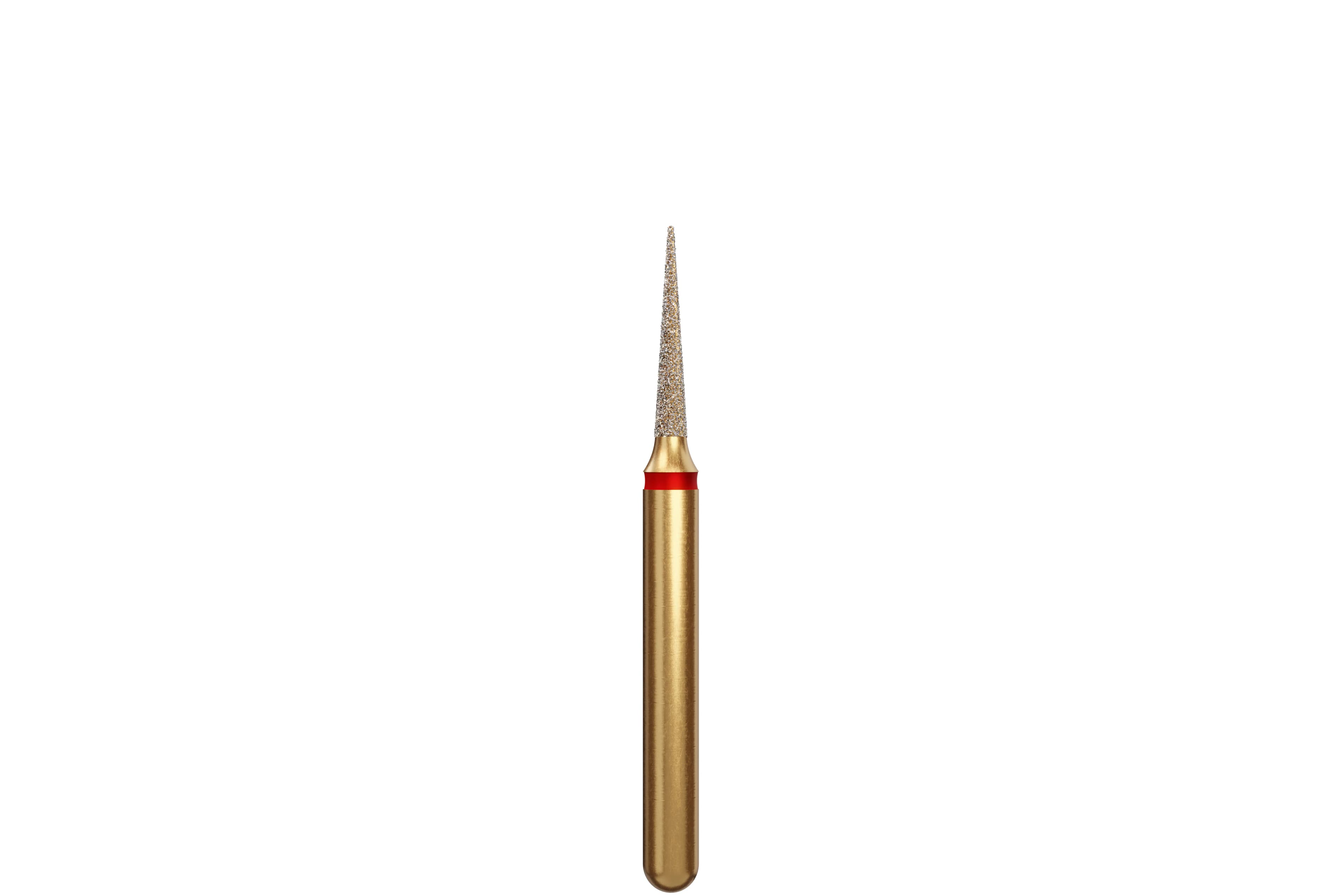 Coltene Alpen Multi-Use Multilayer Diamond Bur, FG, Fine, Red Ring, Flame/Needle Shape, #852-012, 1.2 mm Head Diameter, 6 mm Head Length, 5/Pkg - Alpen&reg; Diamonds - Fine - #852-012 (6.0) - Image 1