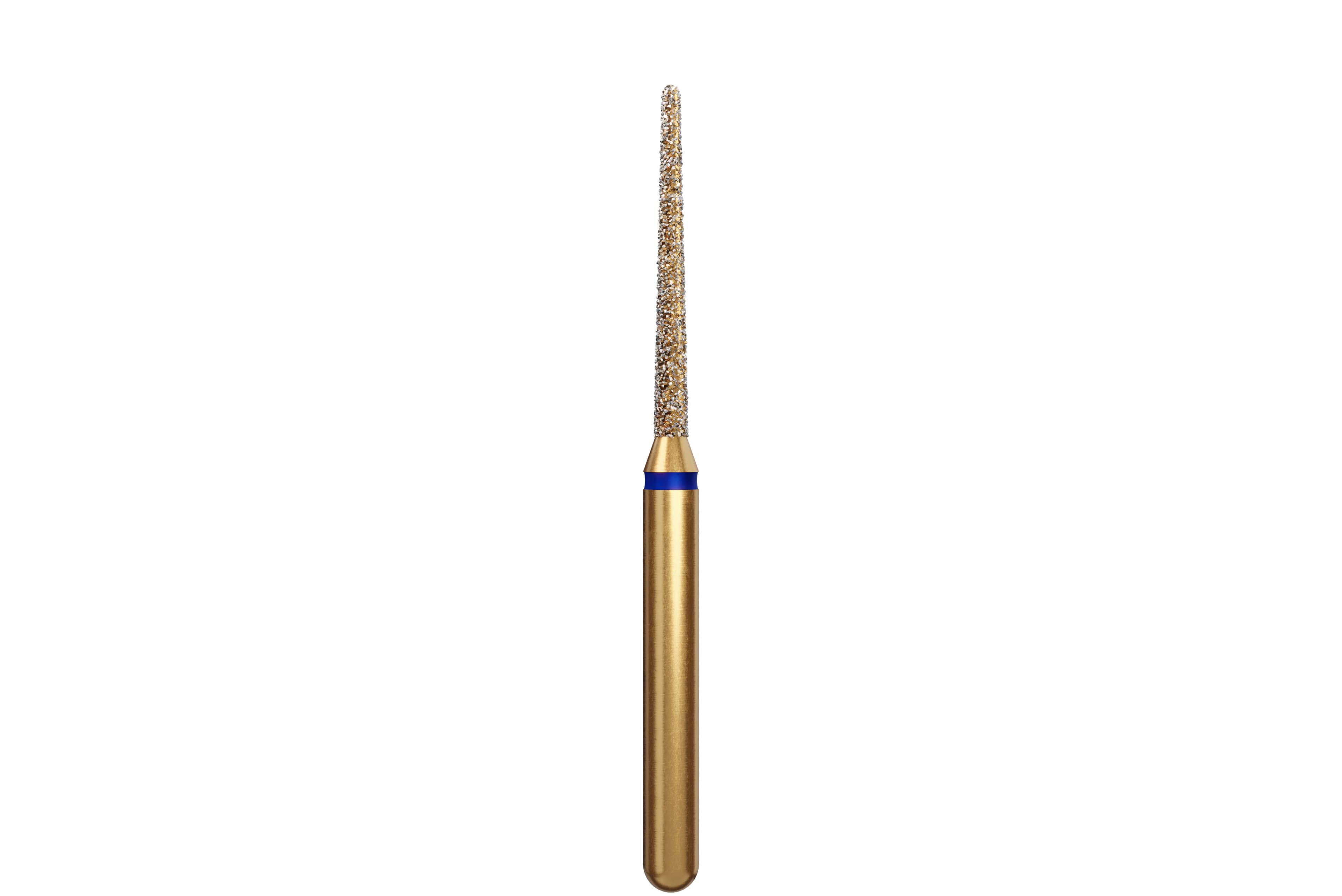Alpen Multi-Use Multilayer Diamond Instrument, FG, Medium Grit, Blue Ring, Round End Taper Long, 1.2 mm Head Diameter, 10 mm Head Length, #856L, 5/Pkg - Alpen Multi-Use Multilayer Diamond Instruments – FG, Medium, Blue, Round End Taper Long, 5/Pkg - # 856L, 1.2 mm Head Diameter, 10 mm Head Length - Image 1