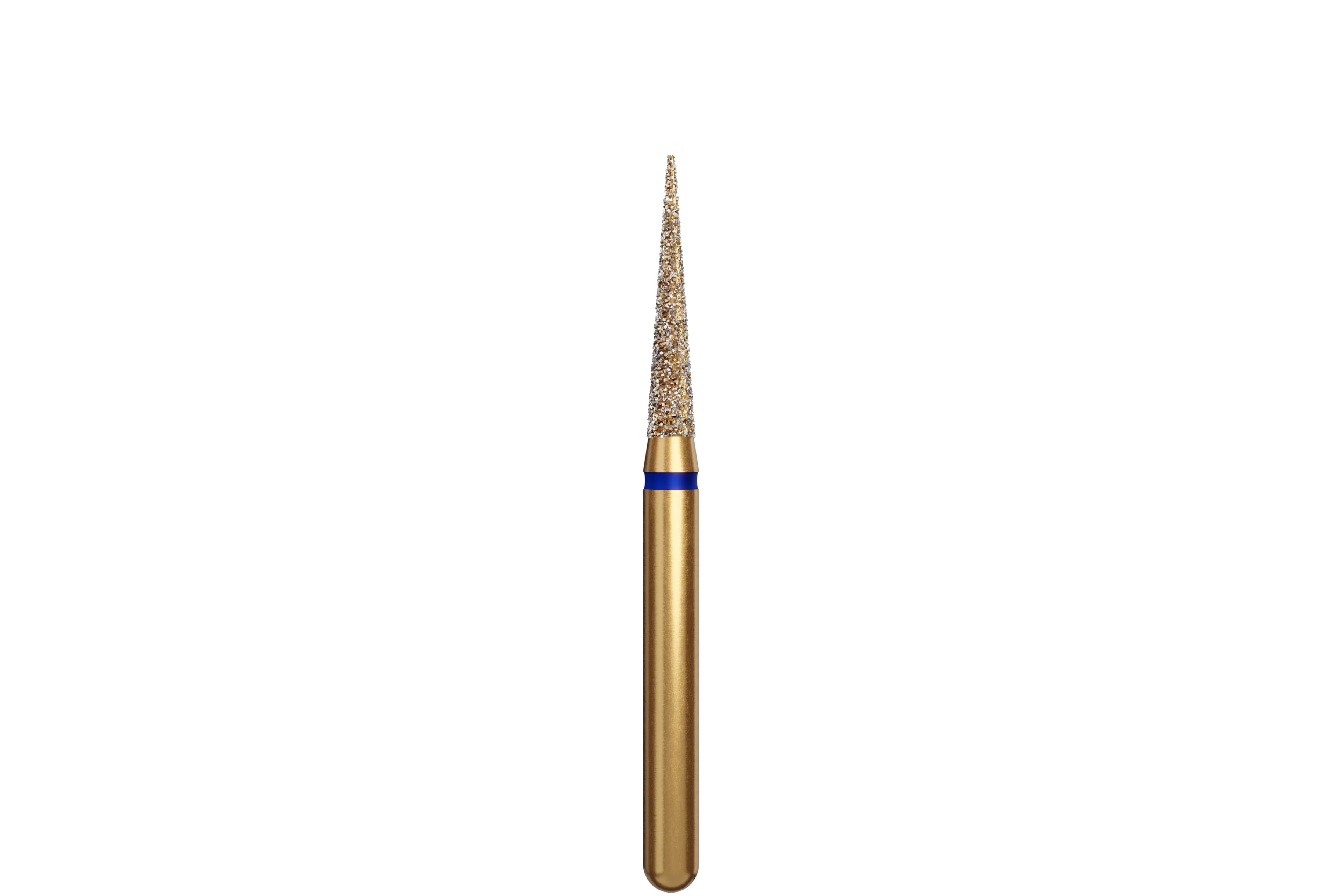 Coltene Alpen Multi-Use Multilayer Diamond Bur, FG, Medium Grit, Flame/Needle Shape, #858-016, 1.6 mm Head Diameter, 8 mm Head Length, Blue Ring, 5/Pkg - Alpen&reg; Diamonds - Medium - #858-016 (8.0) - Image 1