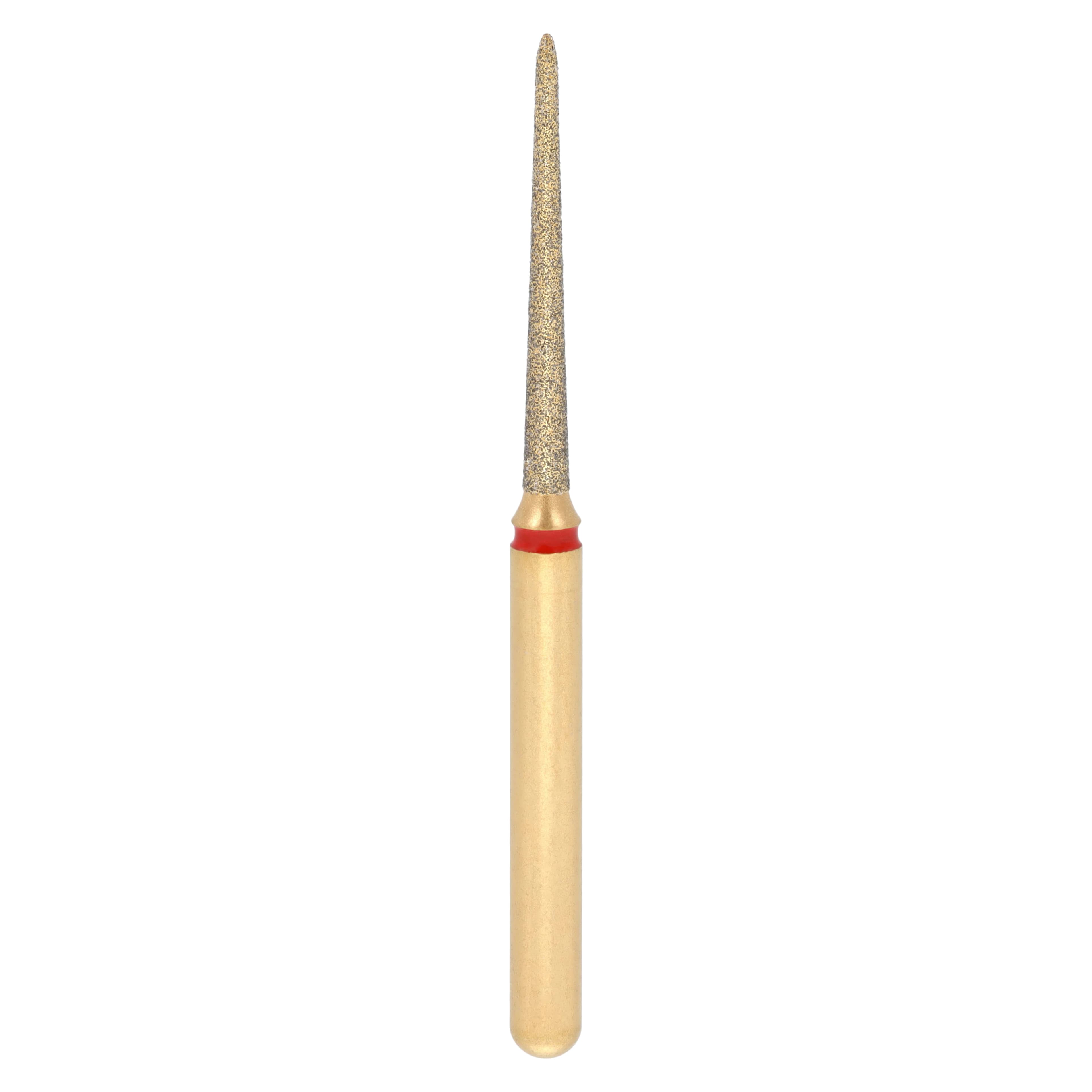 Coltene Alpen Multi-Use Multilayer Diamond Bur, FG, Fine, Flame/Needle, #859-010, 1 mm Head Diameter, 10 mm Head Length, 5/Pkg - Alpen&reg; Diamonds - Fine - #859-010 (10.0) - Image 1