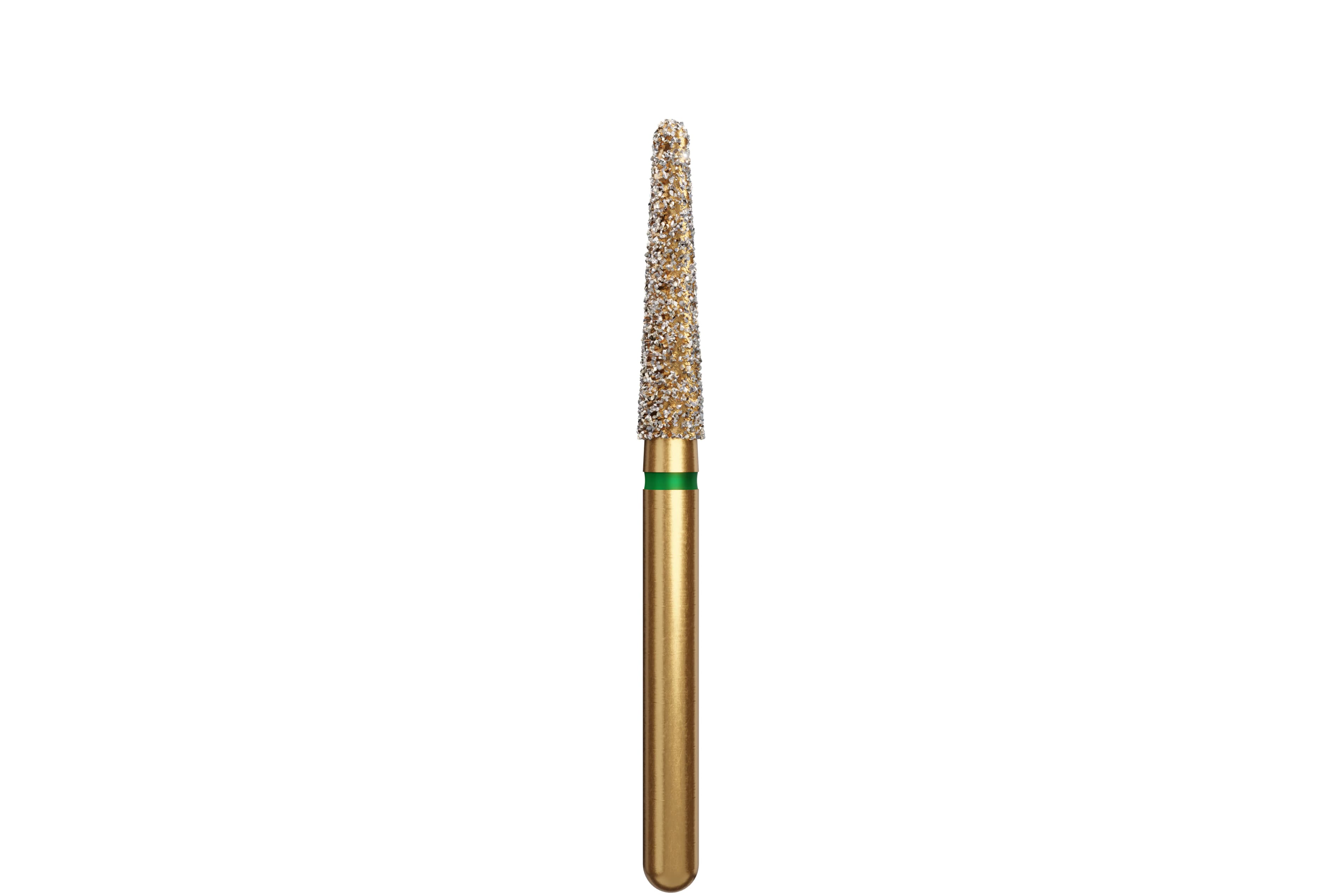 Coltene Alpen Multi-Use Multilayer Diamond Bur, FG, Coarse, Green Ring, Long Round End Taper, #856L-021, 2.1 mm Head Diameter, 9 mm Head Length, 5/Pkg - Alpen&reg; Diamonds - Coarse - #856L-021 (10.0) - Image 1