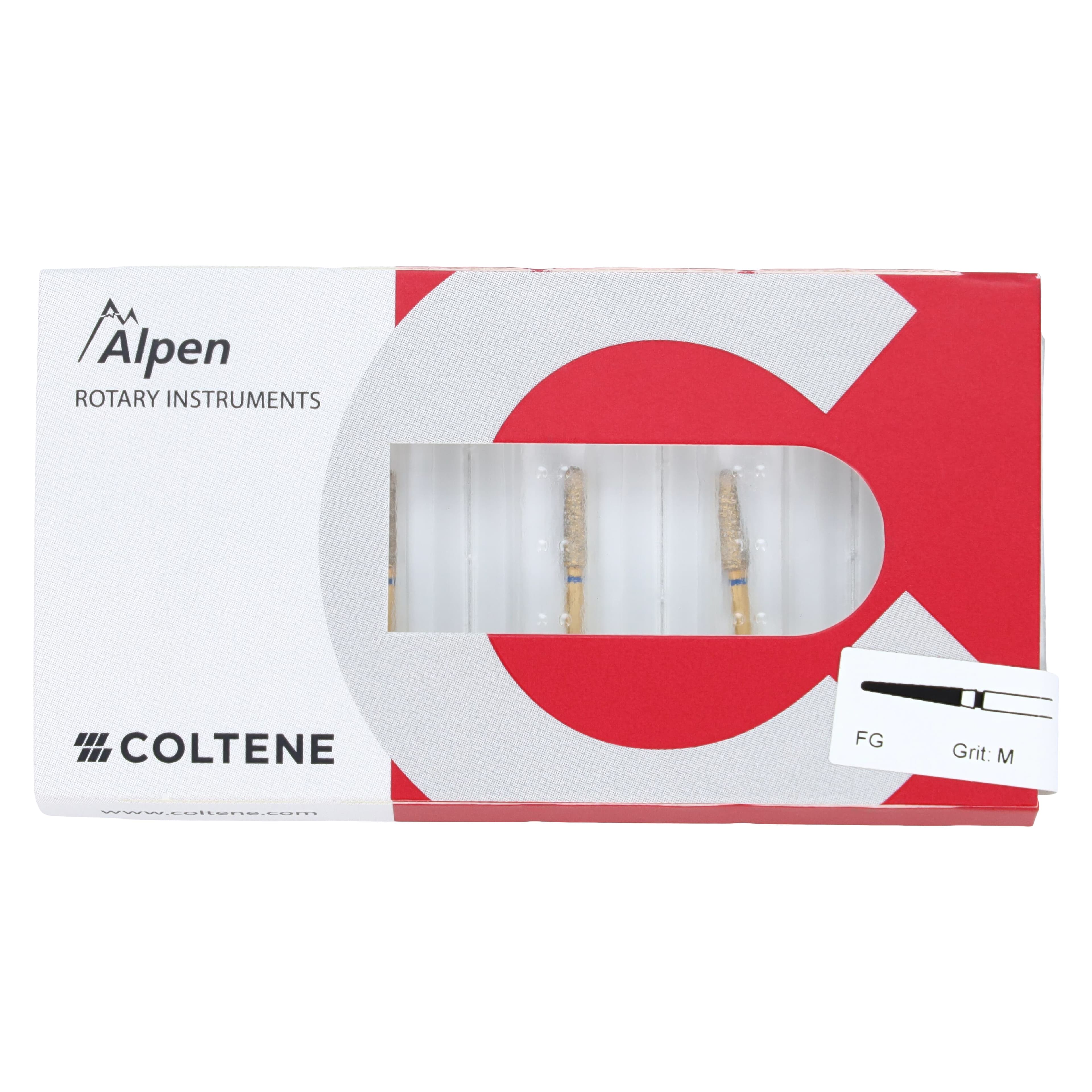 Coltene Alpen Multi-Use Multilayer Diamond Bur, FG, Medium, Round End Taper, #856-025, 2.5 mm Head Diameter, 8 mm Head Length, 5/Pkg thumbnail 5