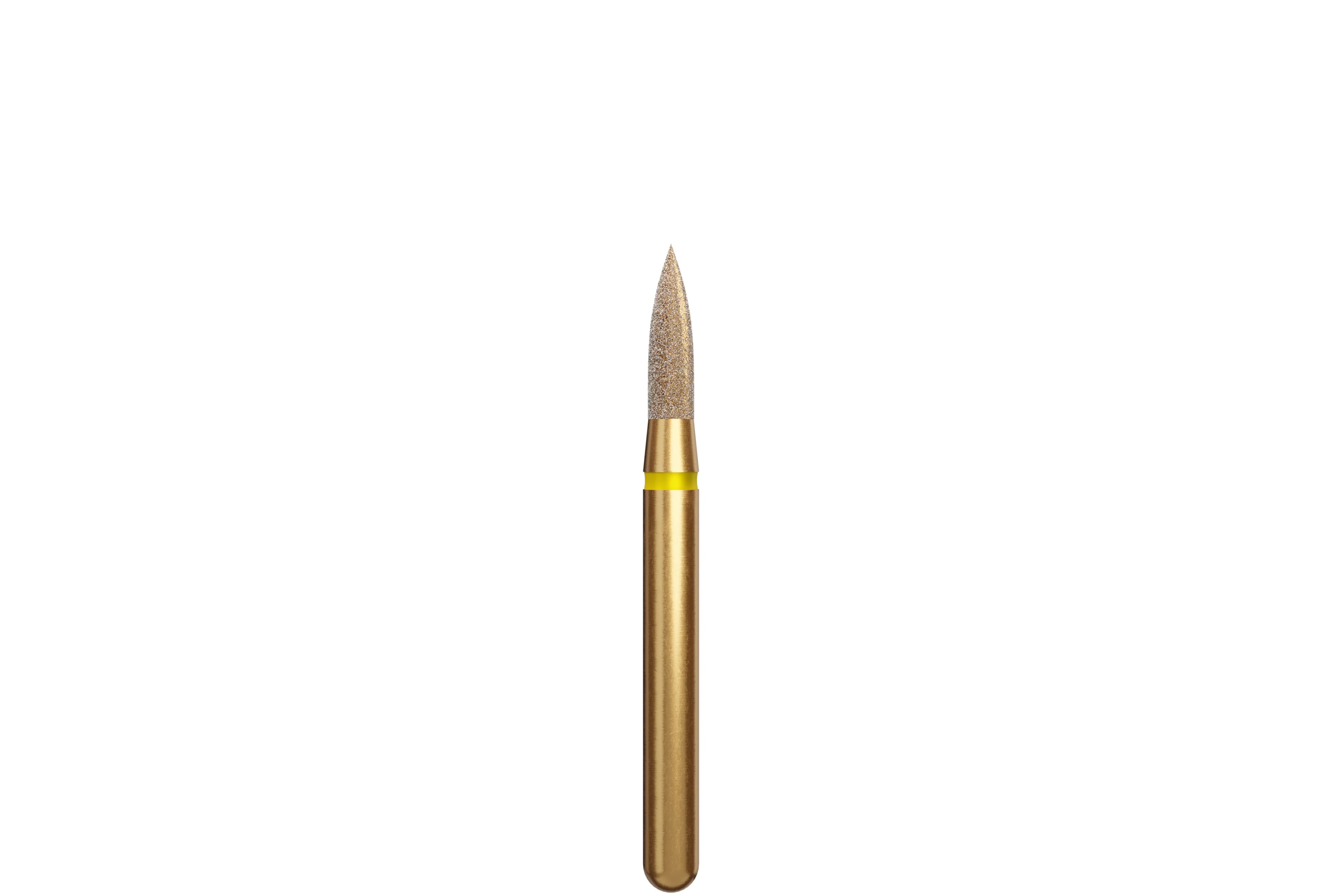 Coltene Alpen Multi-Use Multilayer Diamond Instrument, FG, Extra Fine, Yellow, Flame, #860, 1.4 mm Head Diameter, 5 mm Head Length, 5/Pkg (G860-314-014-05.0) - Alpen Multi-Use Multilayer Diamond Instruments – FG, Extra Fine, Yellow, Flame, 5/Pkg - # 860, 1.4 mm Head Diameter, 5 mm Head Length - Image 1