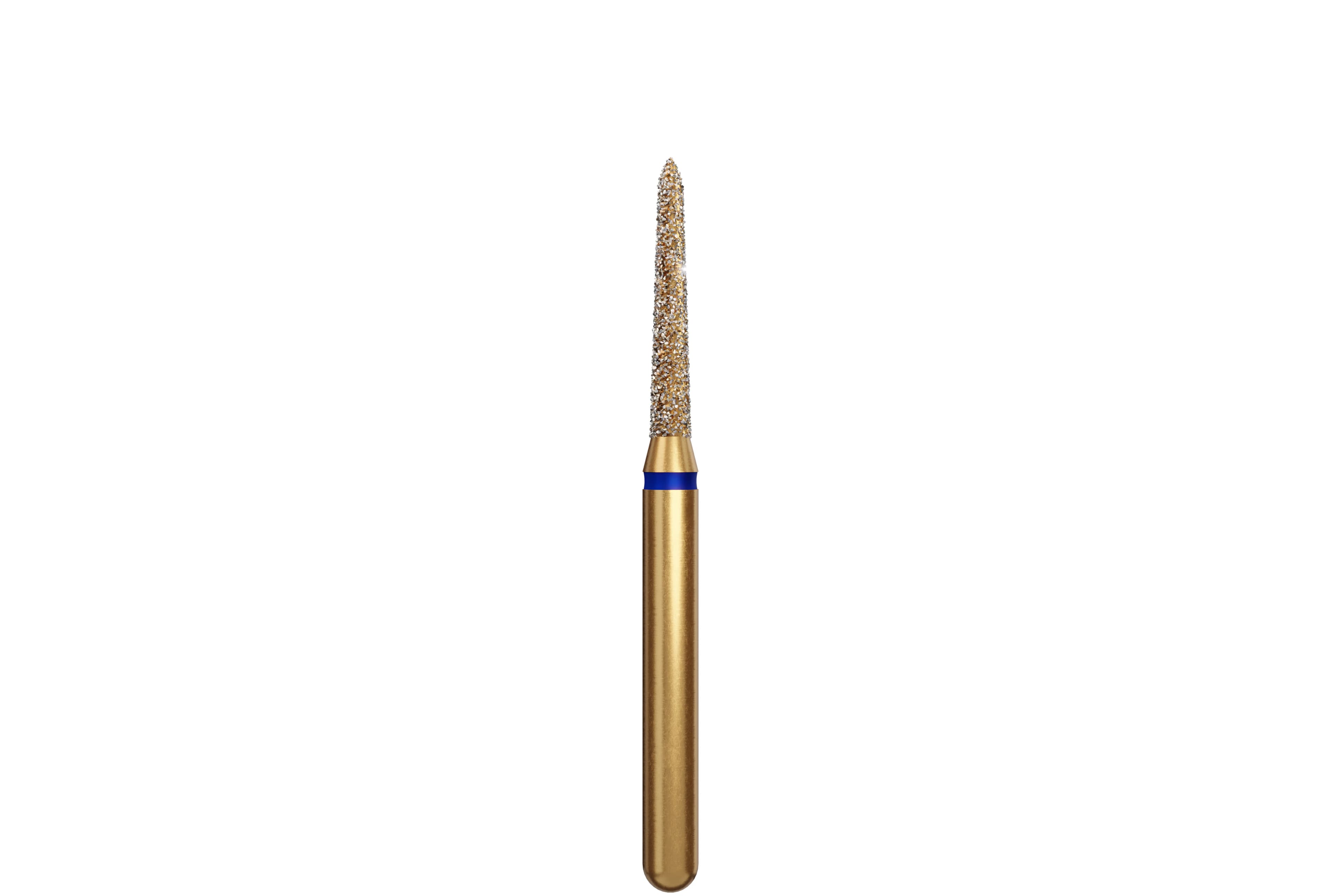 Coltene Alpen Multi-Use Multilayer Diamond Bur, FG, Medium Grit, Tapered Torpedo/Curettage, #878K-014, 1.4 mm Head Diameter, 8 mm Head Length, Blue Ring, 5/Pkg - Alpen&reg; Diamonds - Medium - #878K-014 (8.0) - Image 1