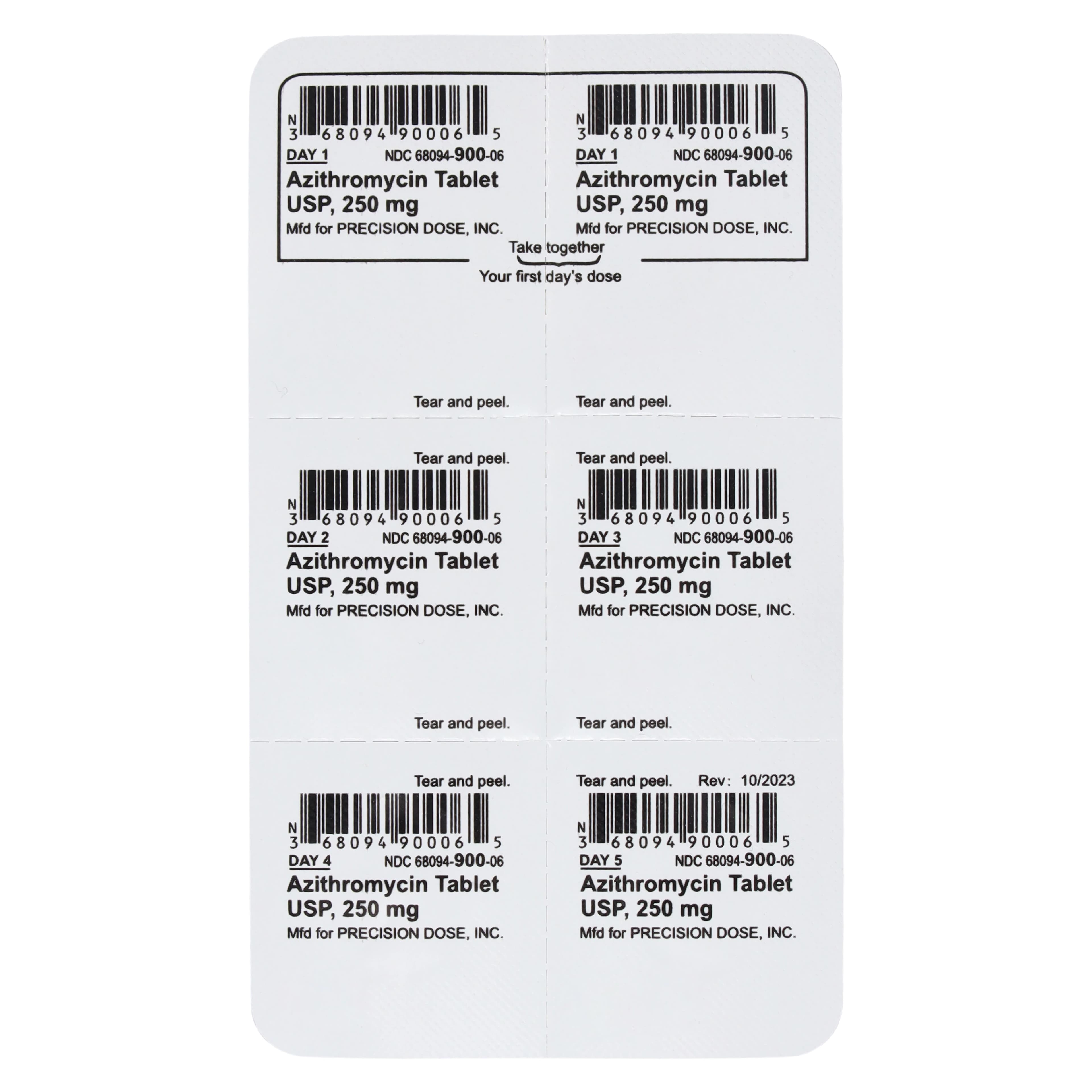 Azithromycin Tablets UD, 250mg, Blister Pack, 3x6/Package, Precision Dose thumbnail 3