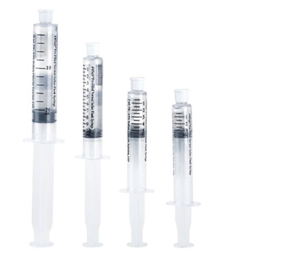 Amsino AMSafe 0.9% Sodium Chloride Prefilled Flush Syringe, 10 mL Fill in 12 mL Syringe, 180/Package - Flush Syringe AmSafe Saline - Image 1