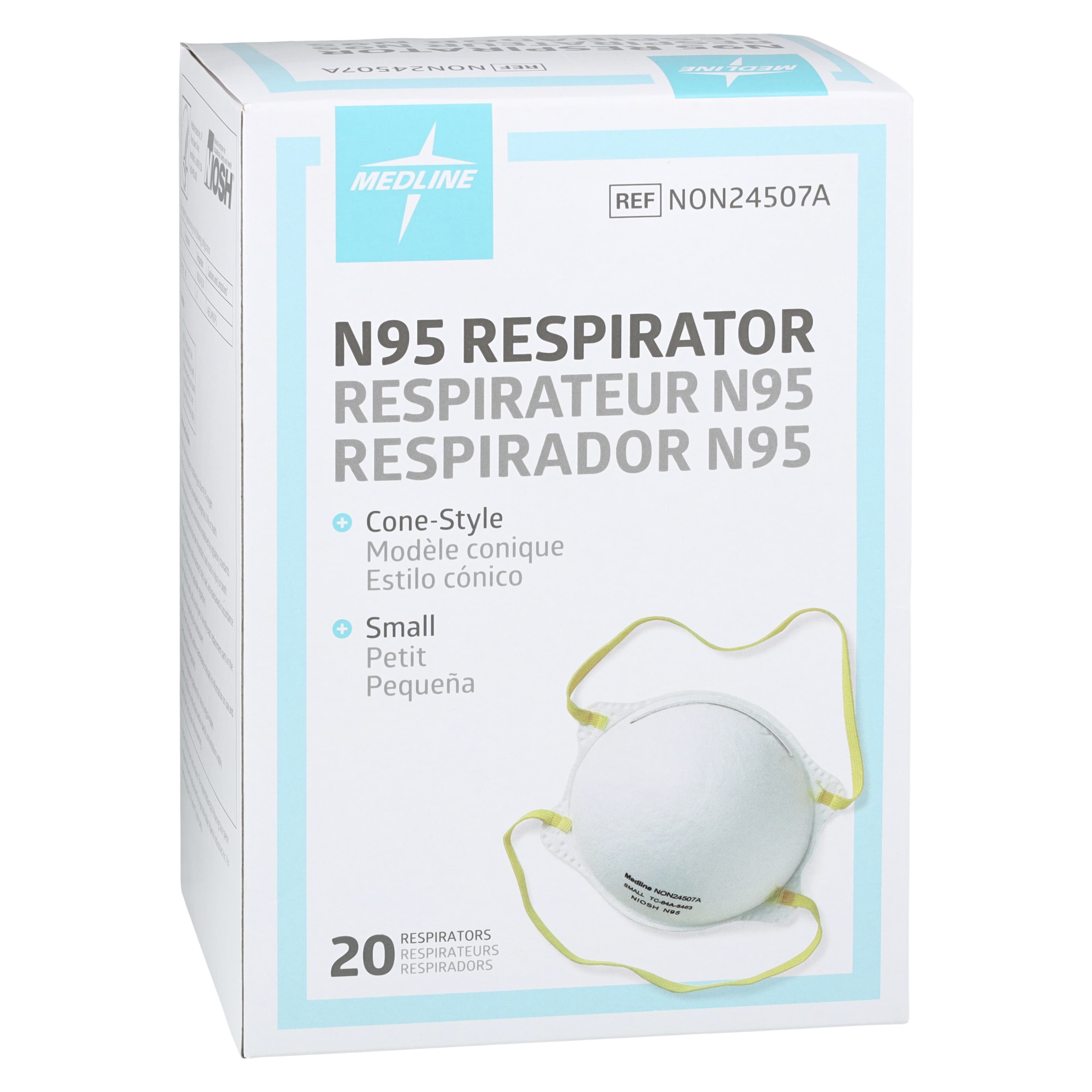 Medline N95 Surgical Respirator Mask, Small, White, Latex-Free, 20/Box thumbnail 3