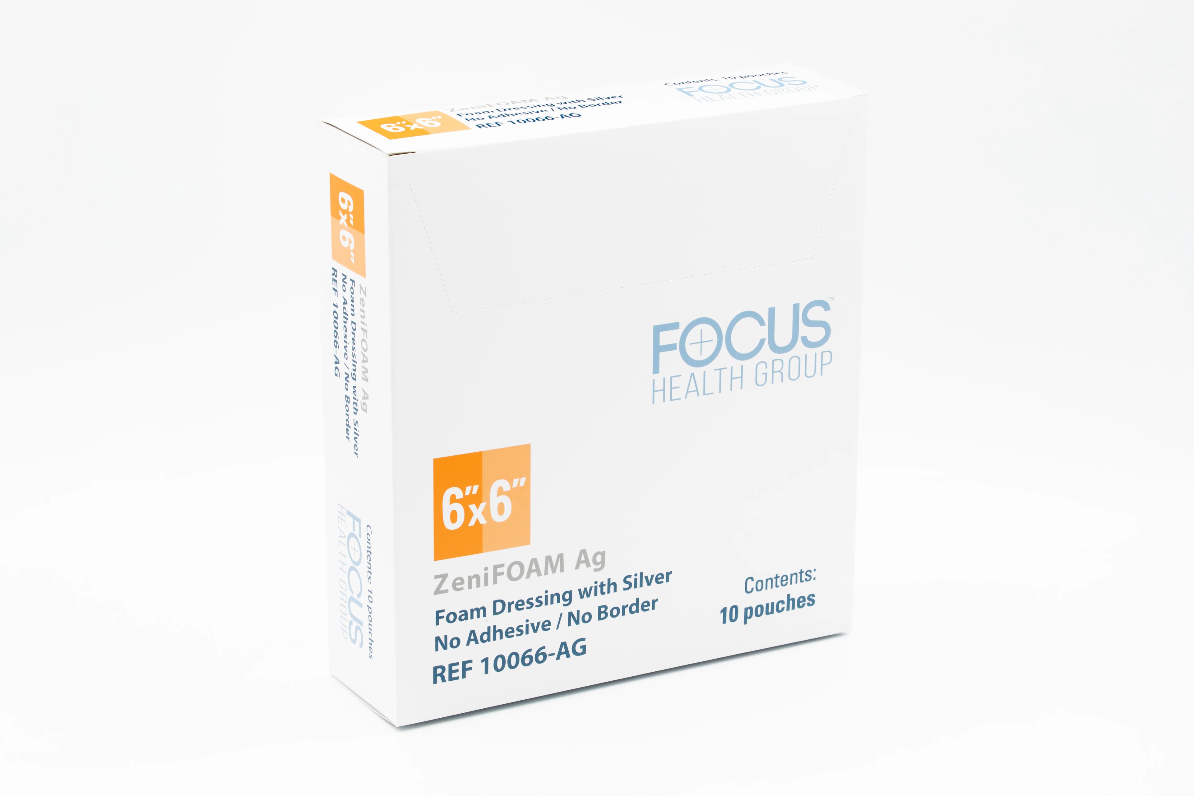 ZeniFOAM Ag Polyurethane Foam Non-Border Dressing, 6x6" Sterile, Non-Adhesive, Tan - ZeniFOAM AG Dressing NB - Image 1