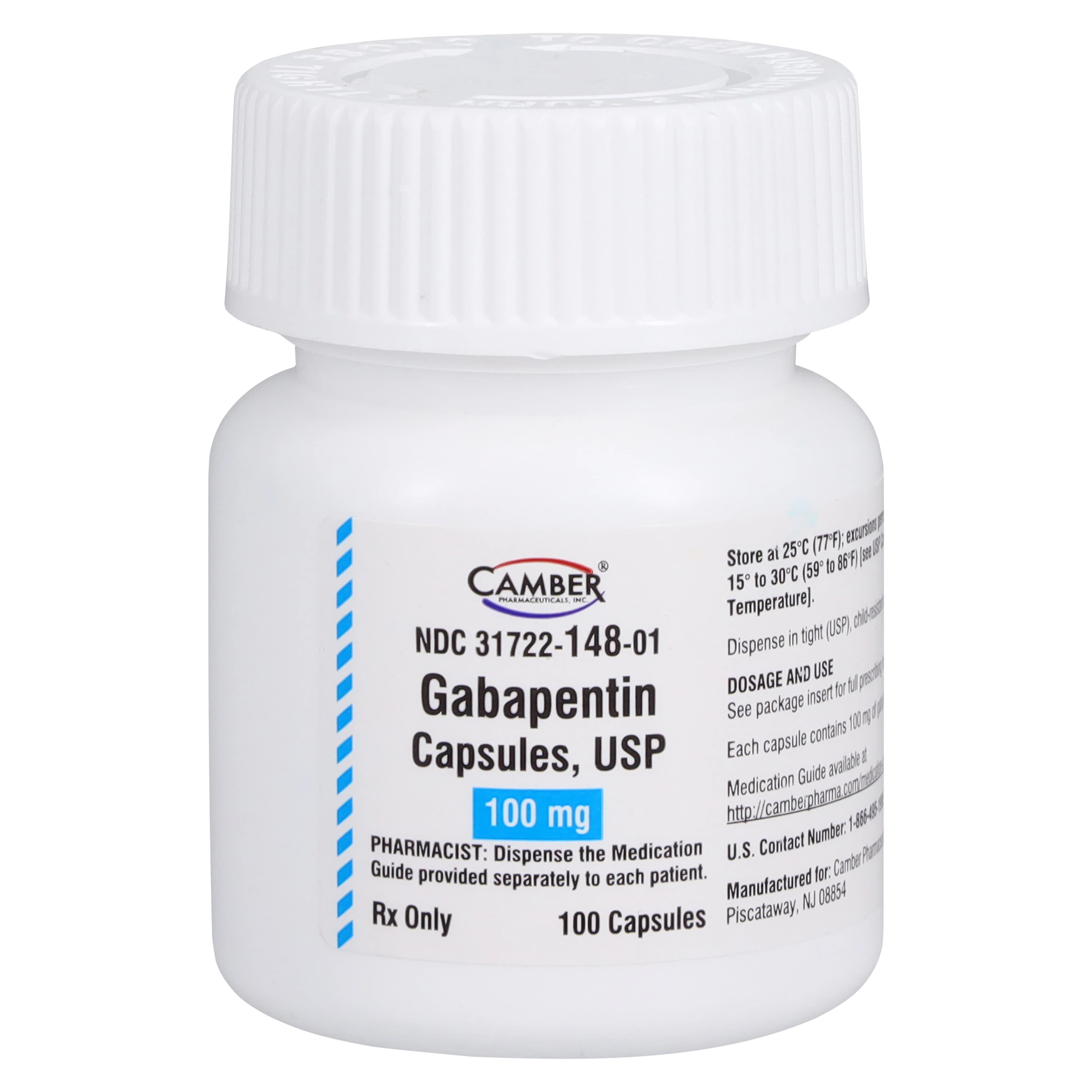 Gabapentin Capsules 100mg, 100 Count Bottle - Gabapentin Capsules - Image 1