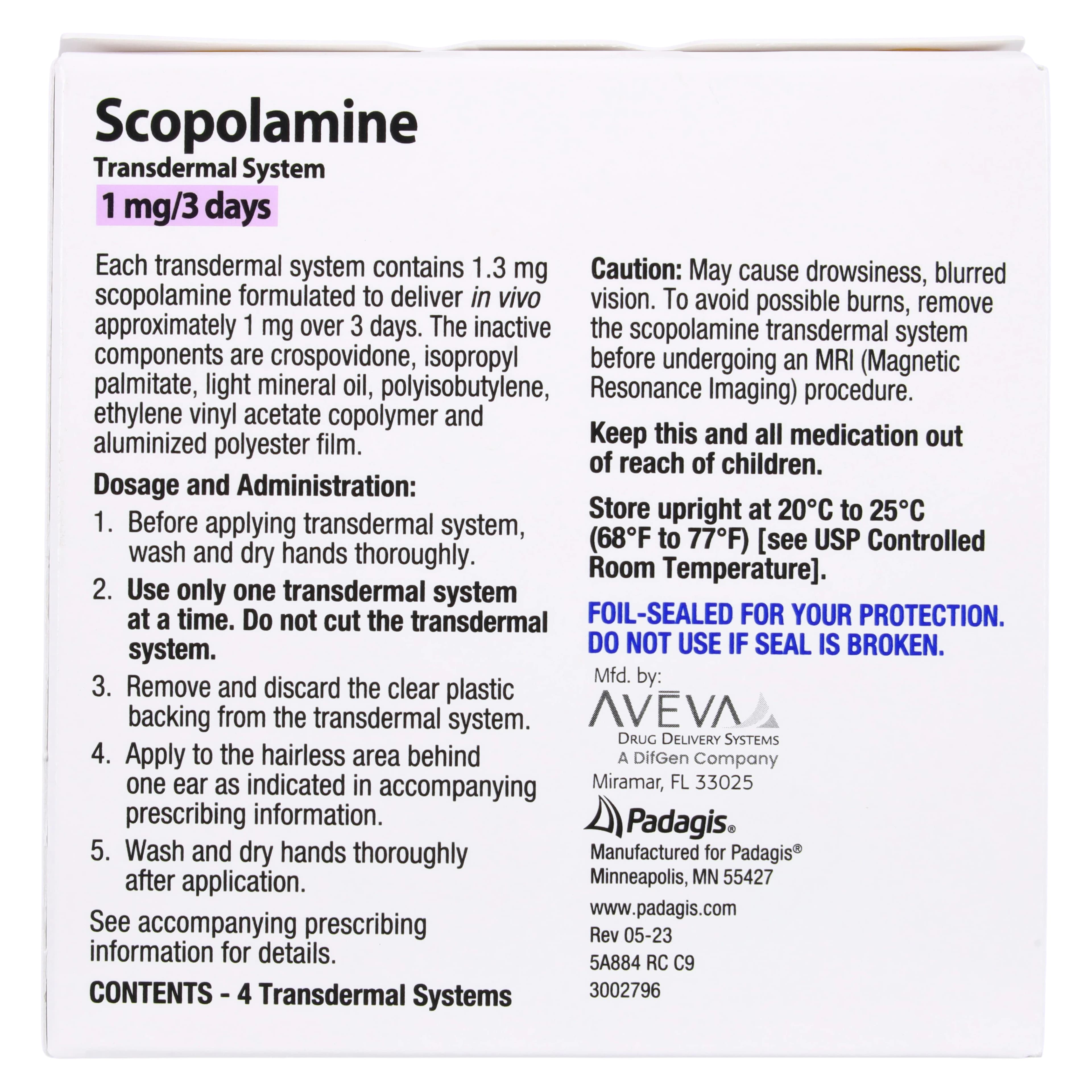 Scopolamine Transdermal System, 1mg/3 Days, 4/Package thumbnail 2
