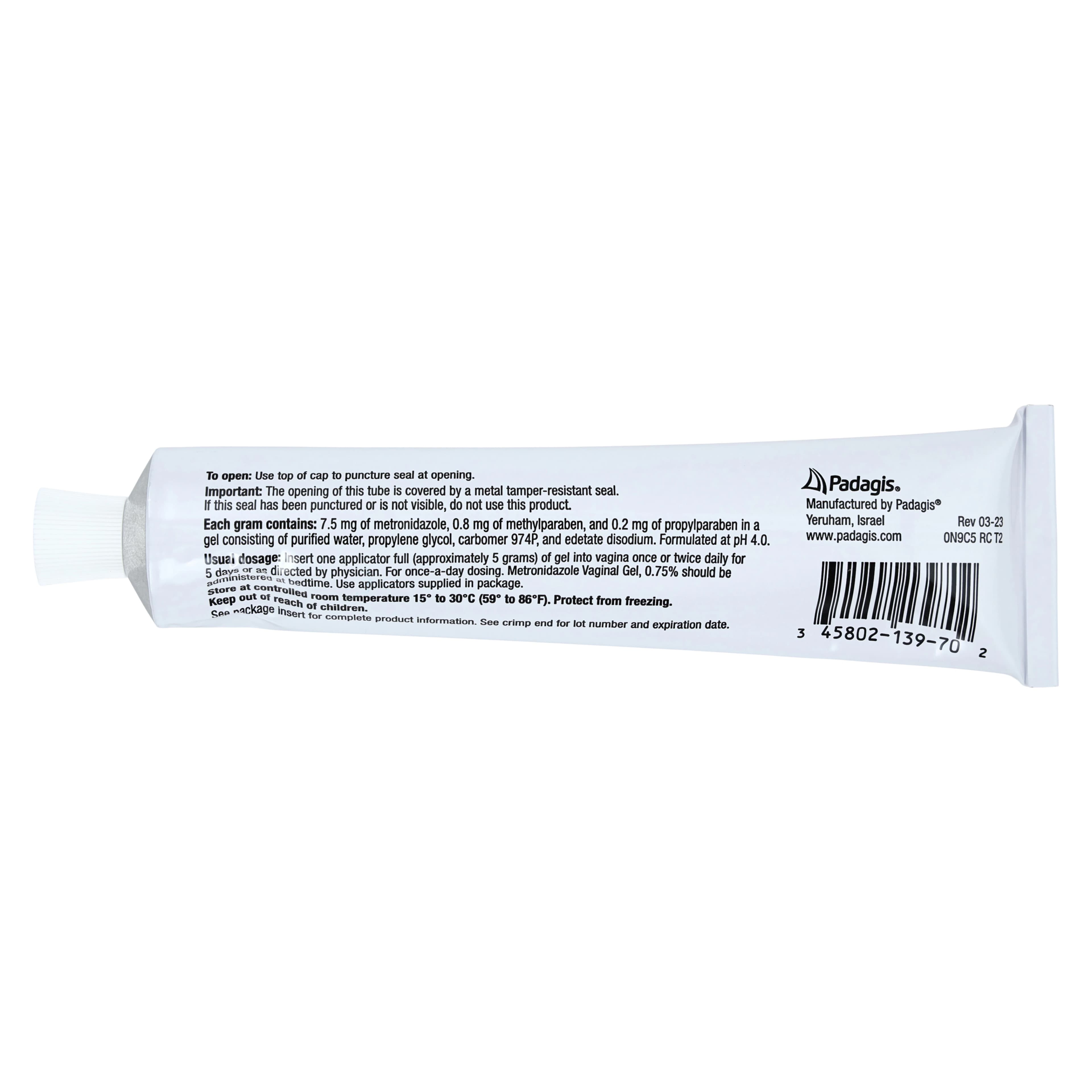 Metronidazole Vaginal Gel 0.75%, 70g Tube, Each thumbnail 3