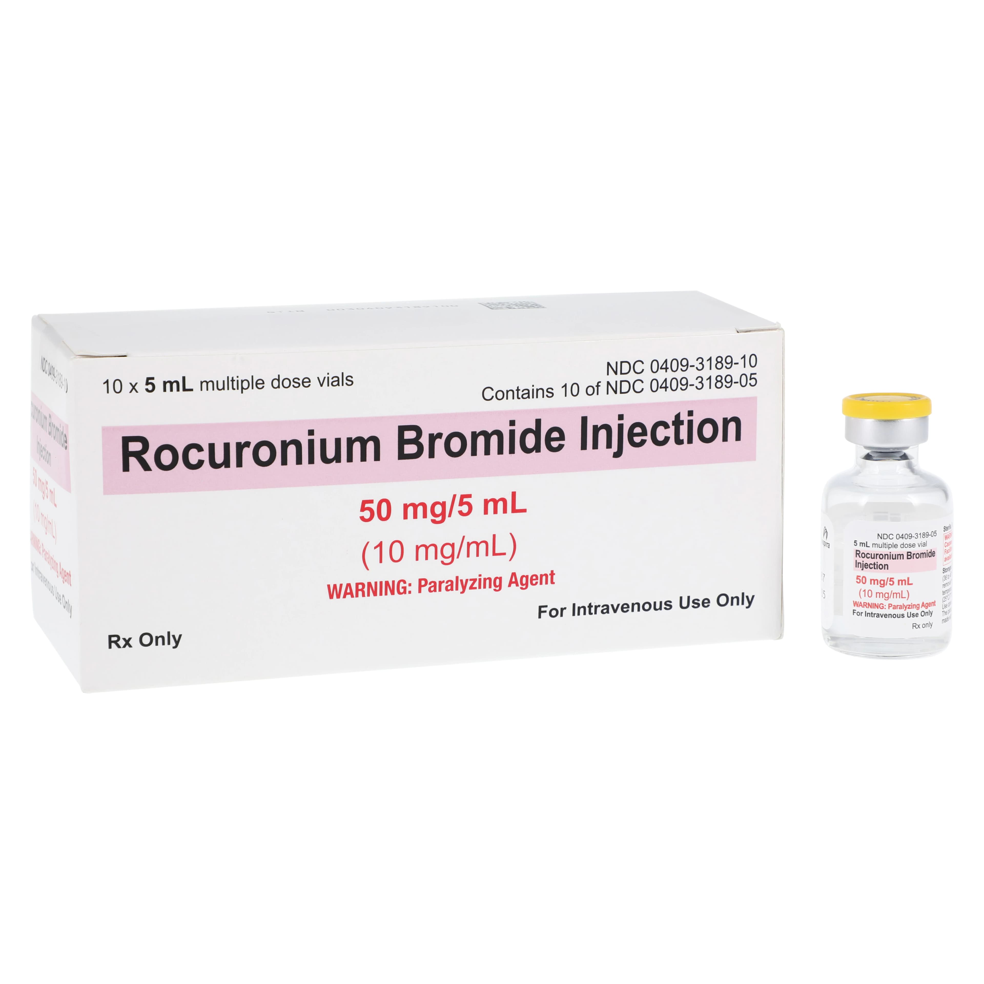 Rocuronium Bromide Injection 10 mg/mL, 5 mL Multiple-Dose Vial, 10/Package (Pfizer Injectables) - DUKE Rocurnium Bro Inj MDV 5mL - Image 1