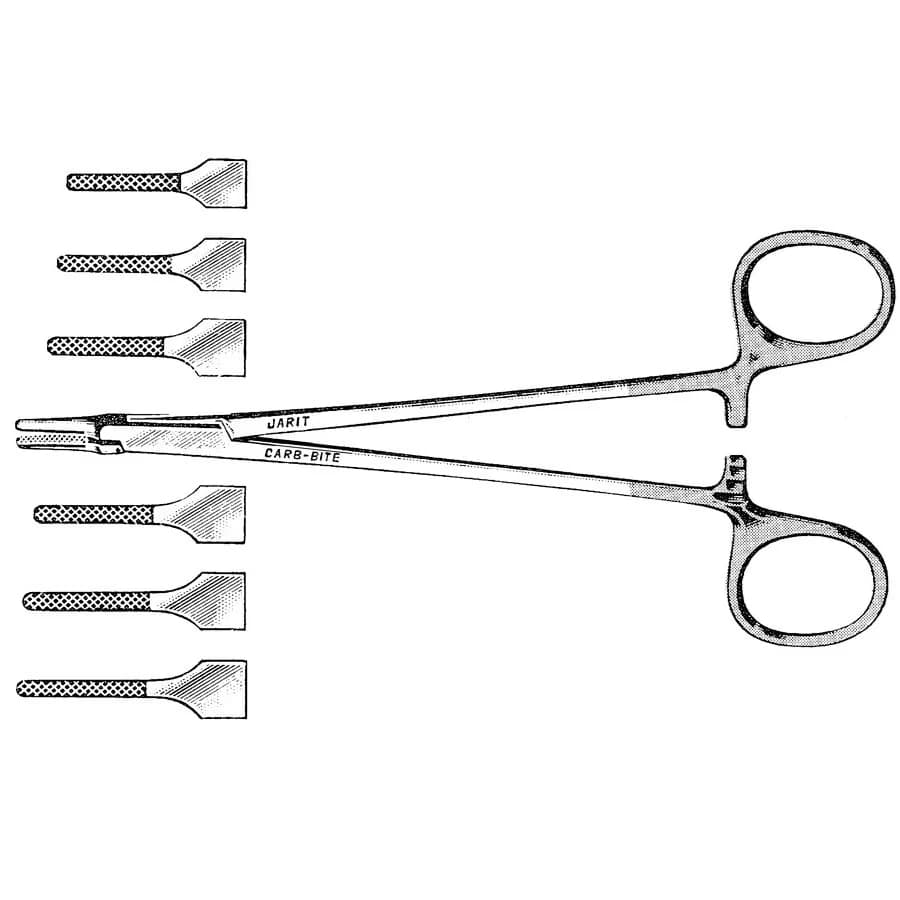 Jarit Mayo-Hegar Needle Holder, Serrated, Straight, 4-7/8" (12.4 cm), Stainless Steel - Holder Needle Mayo Hegar 4-7/8 - Image 1