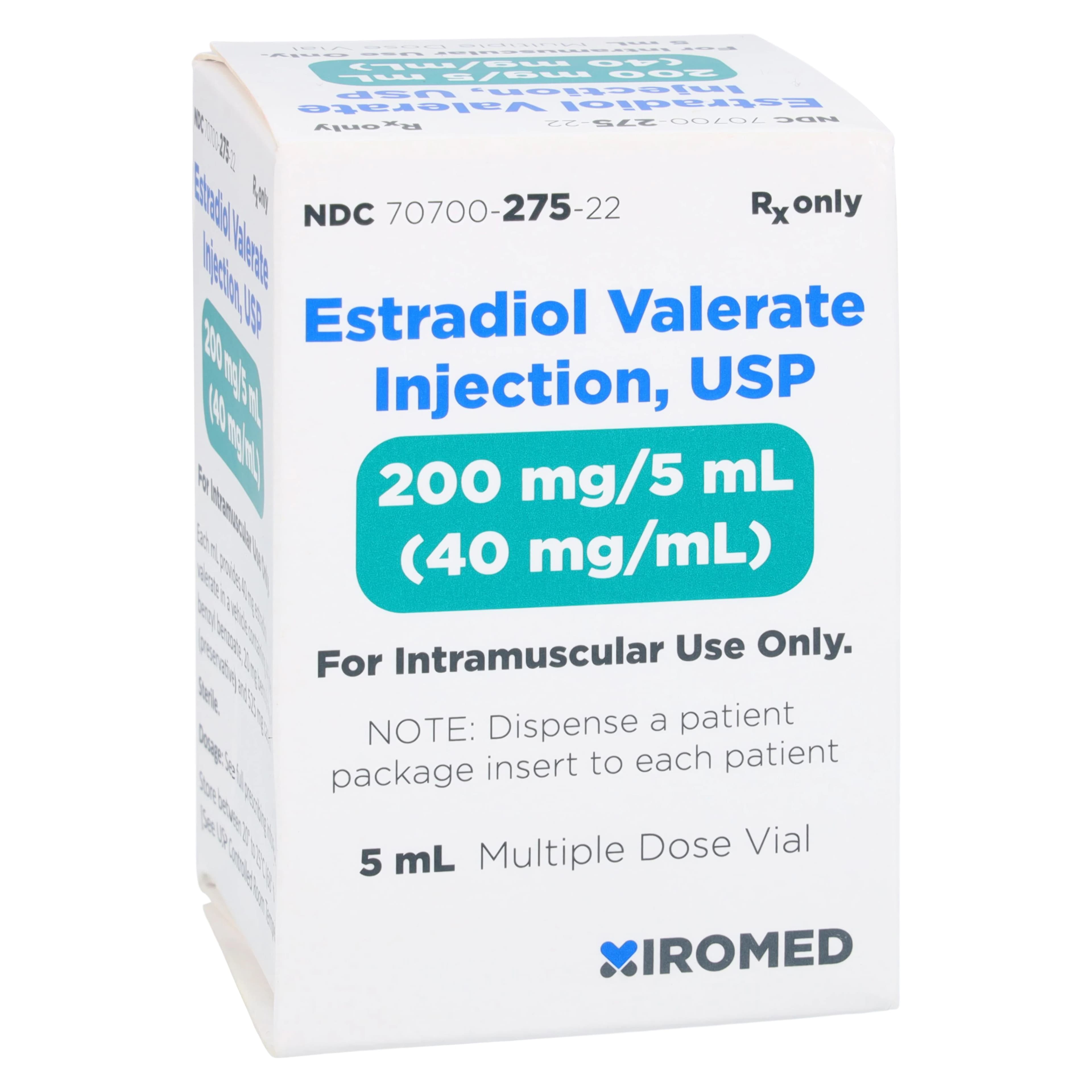 Estradiol Valerate Injection, 40 mg/mL, 5 mL Multi-Dose Vial, Xiromed - Estradiol Valerate MDV Inj 5mL - Image 1
