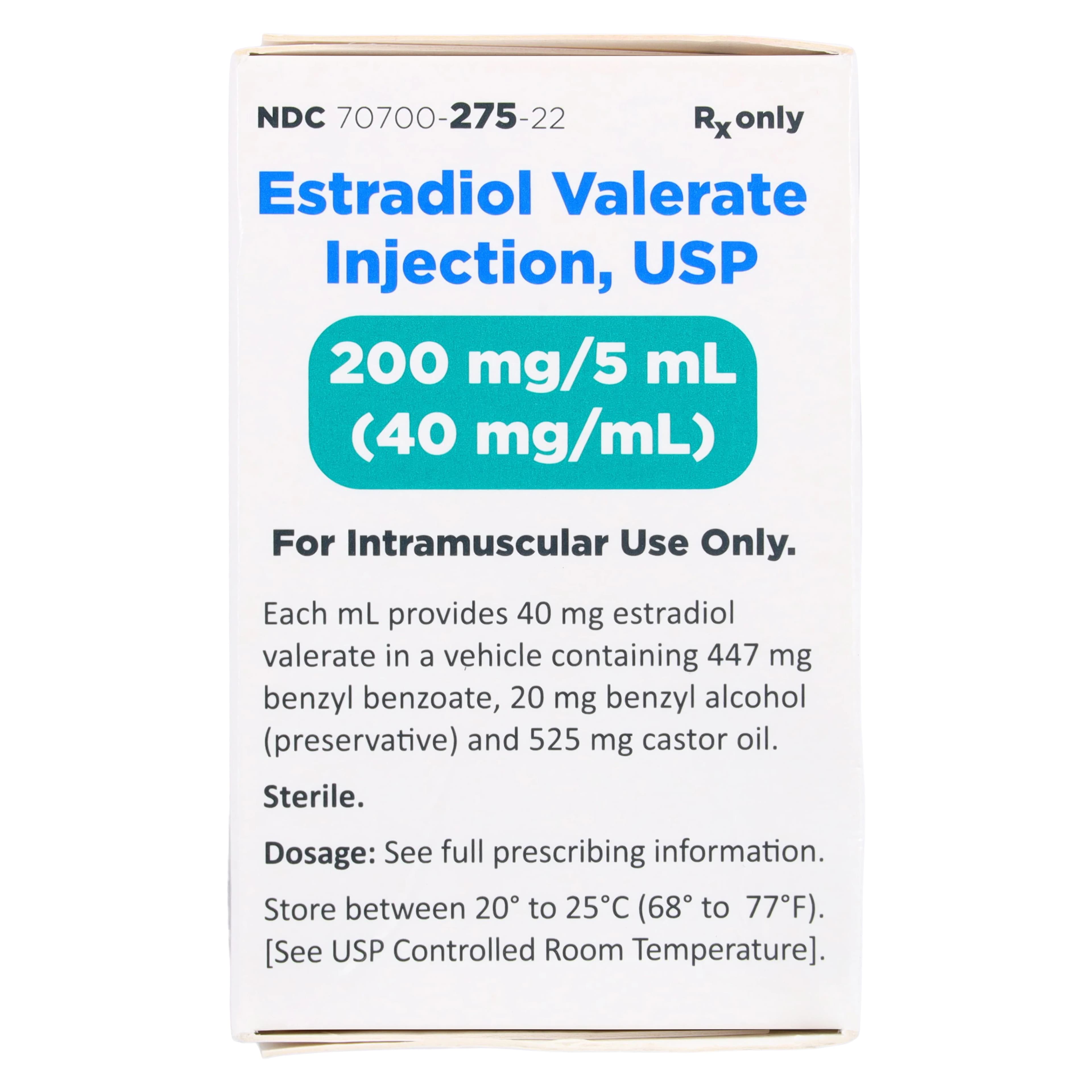 Estradiol Valerate Injection, 40 mg/mL, 5 mL Multi-Dose Vial, Xiromed thumbnail 2