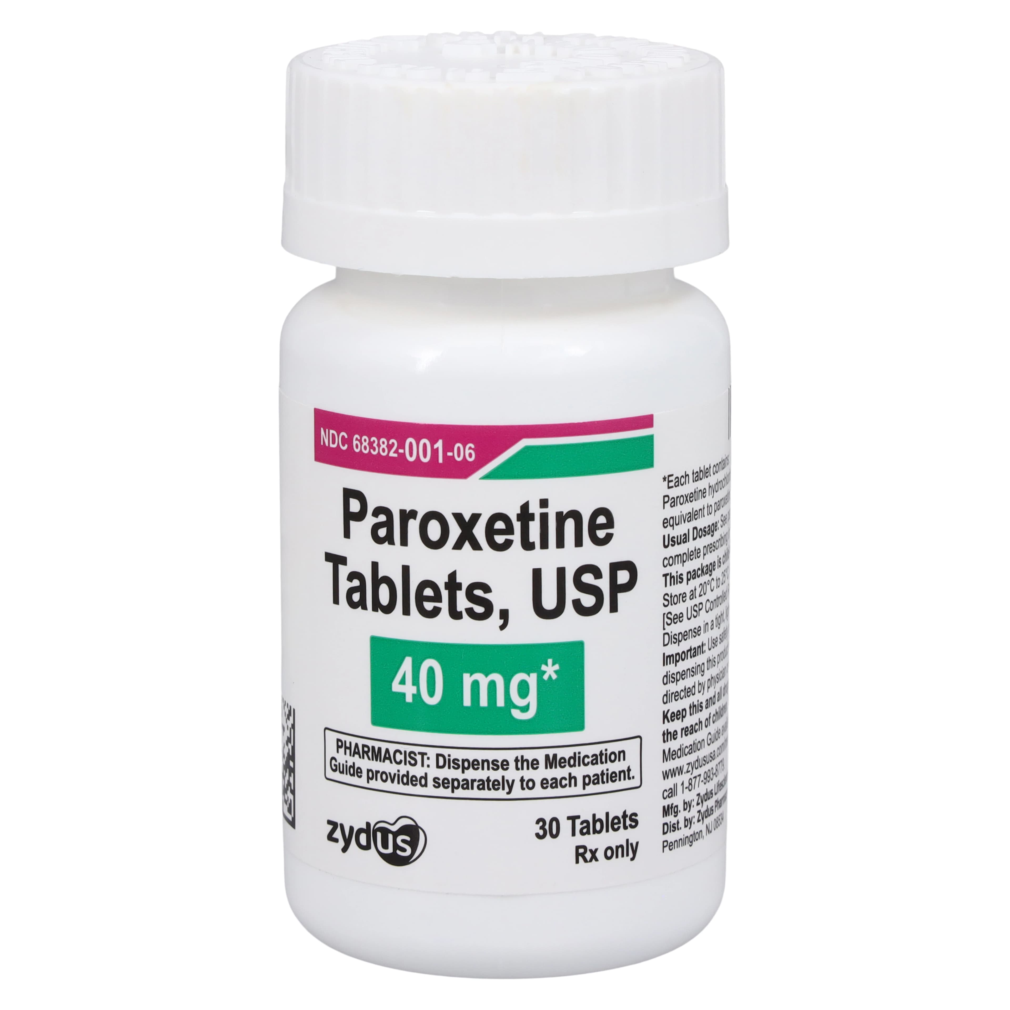 Paroxetine HCl Tablets, 40mg, 30/Bottle, Zydus Pharmaceuticals - Paroxetine HCl Tablets - Image 1
