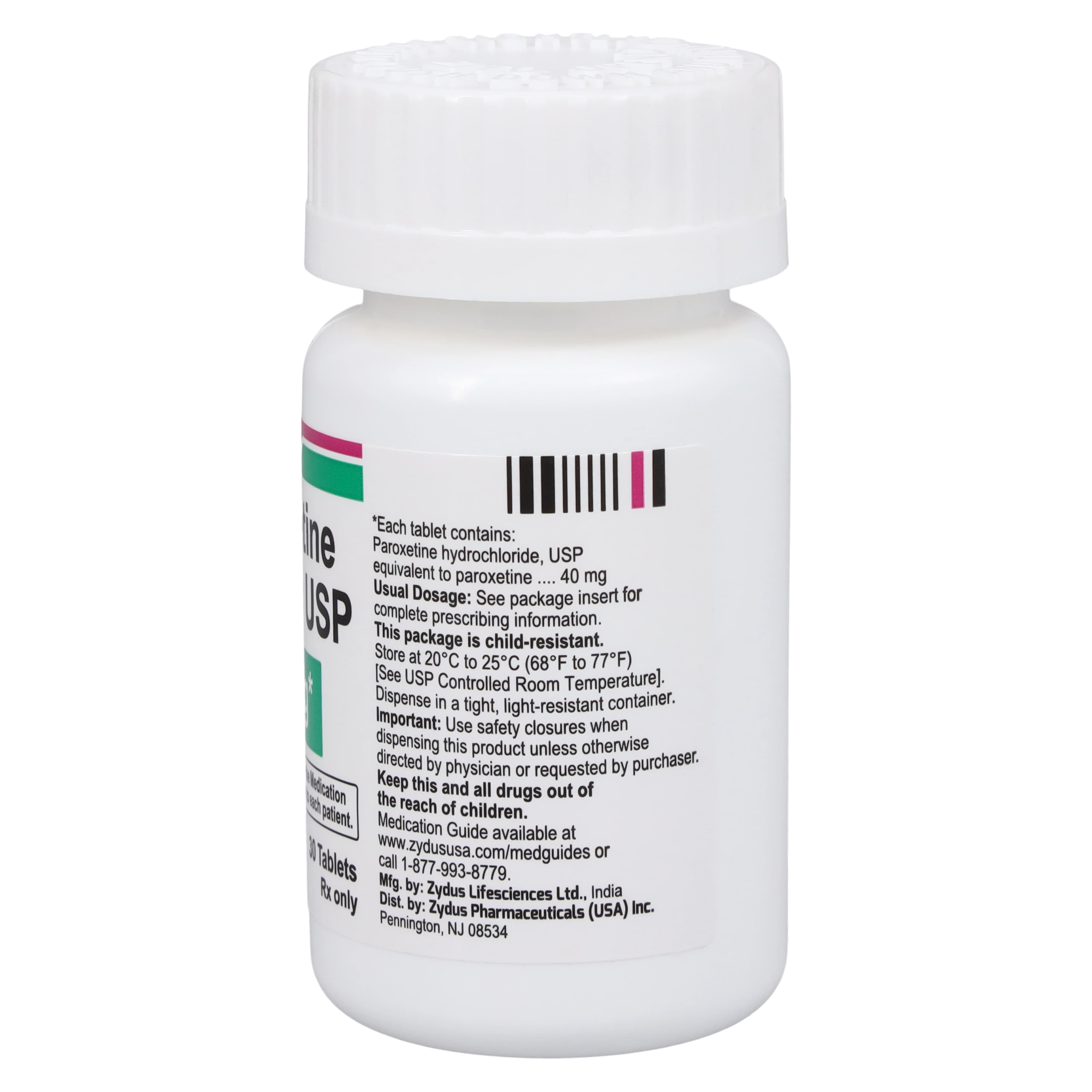 Paroxetine HCl Tablets, 40mg, 30/Bottle, Zydus Pharmaceuticals thumbnail 2