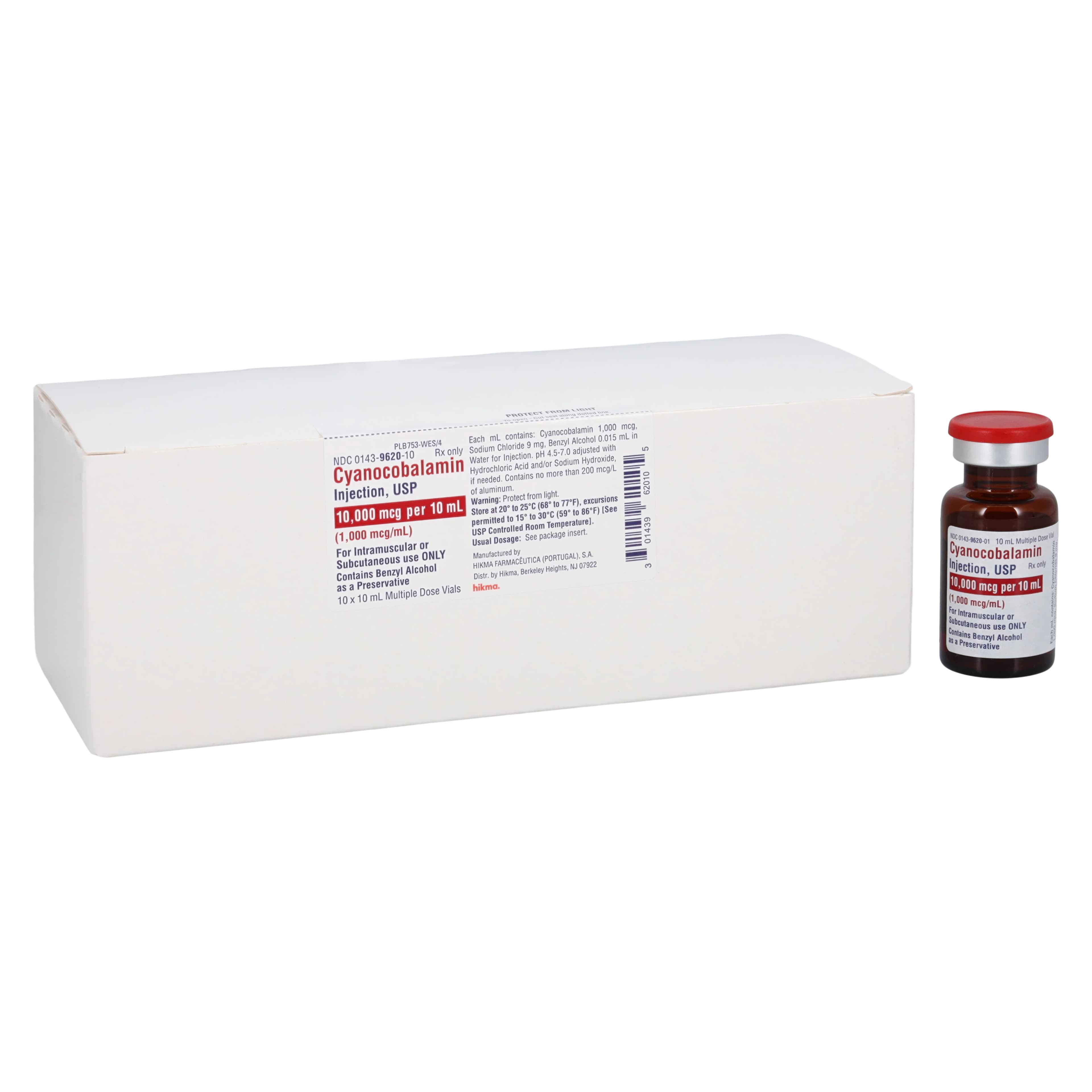 Cyanocobalamin (B12) Injection 1000mcg/mL, MDV, 10mL Vial, 10/Package - Cyanocobalamin (B12) MDV 10ML - Image 1