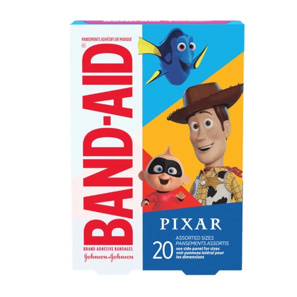 Band-Aid Disney/Pixar Adhesive Bandages, Plastic, Assorted, Sterile, 20/Box - Band-Aid Disney/Pixar - Image 1