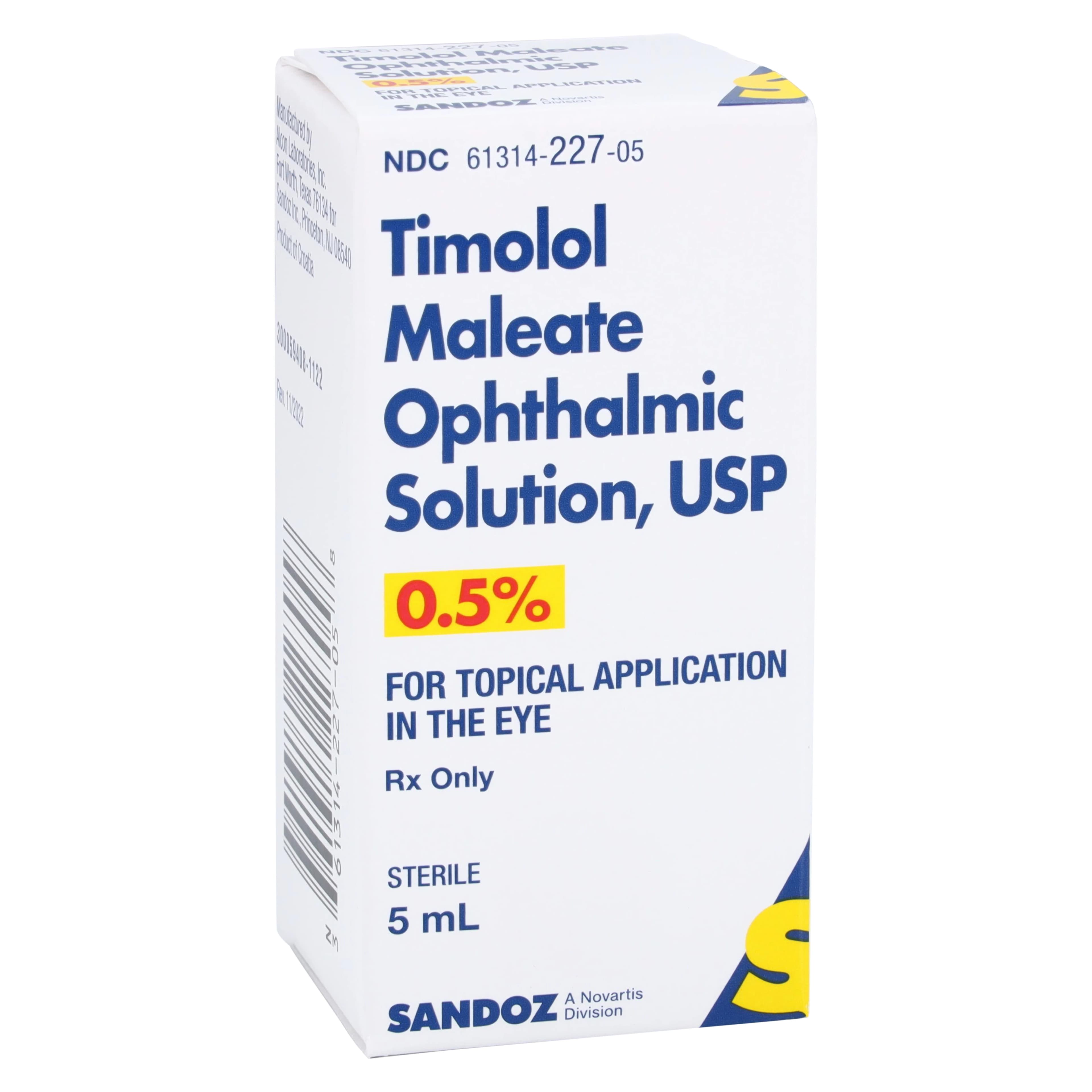 Timolol Maleate Ophthalmic Solution 0.5%, 5 mL Bottle (Sandoz) - Timolol Maleate Ophth Solution - Image 1