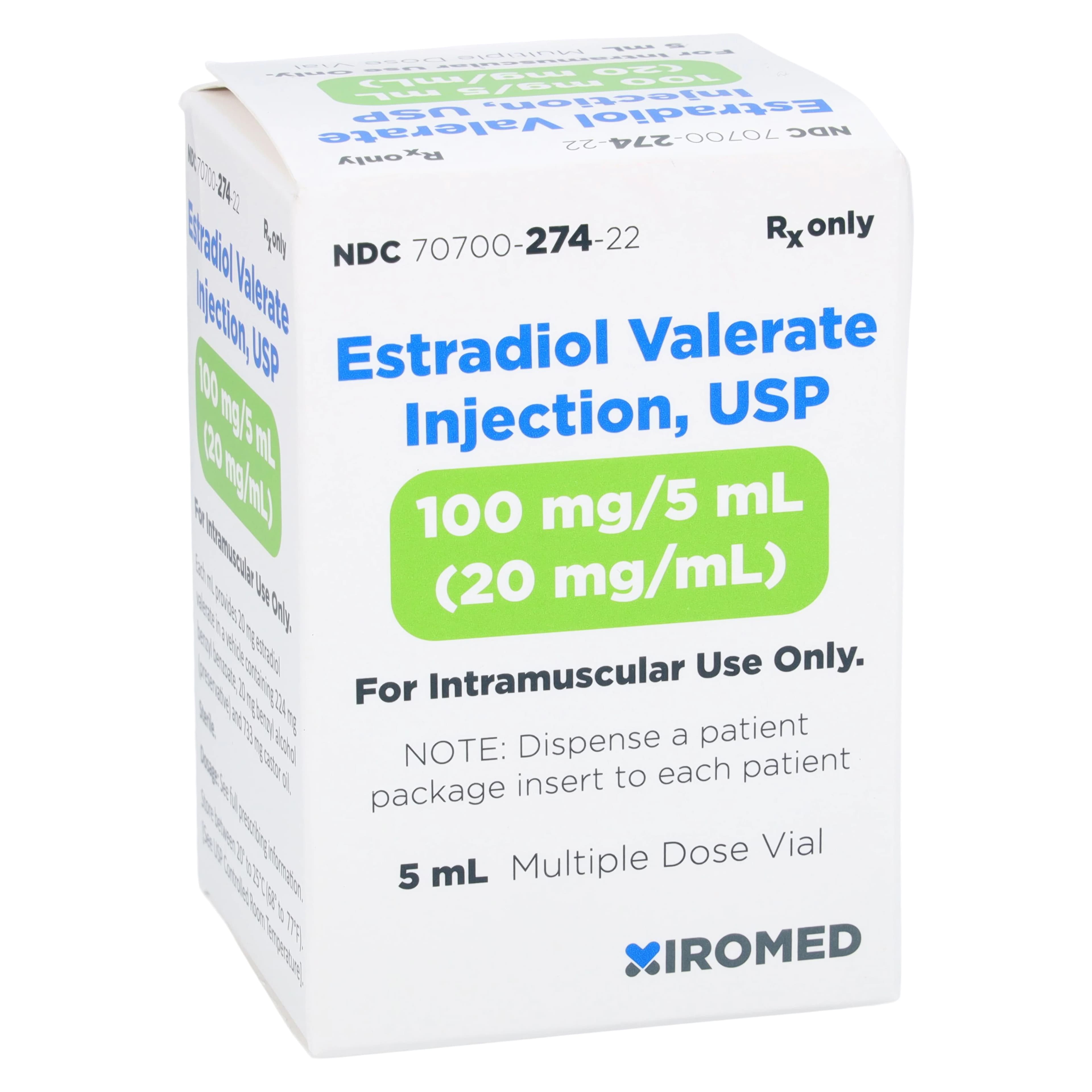 Estradiol Valerate Injection, 20 mg/mL, 5 mL Multi-Dose Vial, Xiromed - Estradiol Valerate MDV Inj 5mL - Image 1
