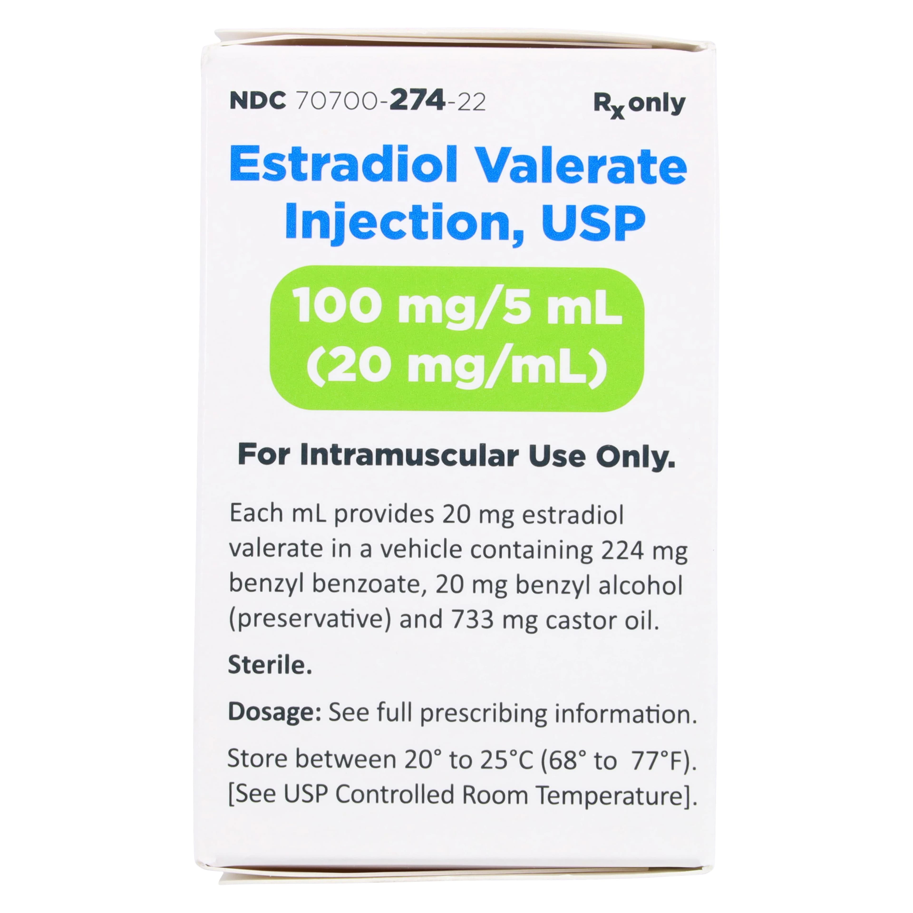 Estradiol Valerate Injection, 20 mg/mL, 5 mL Multi-Dose Vial, Xiromed thumbnail 2