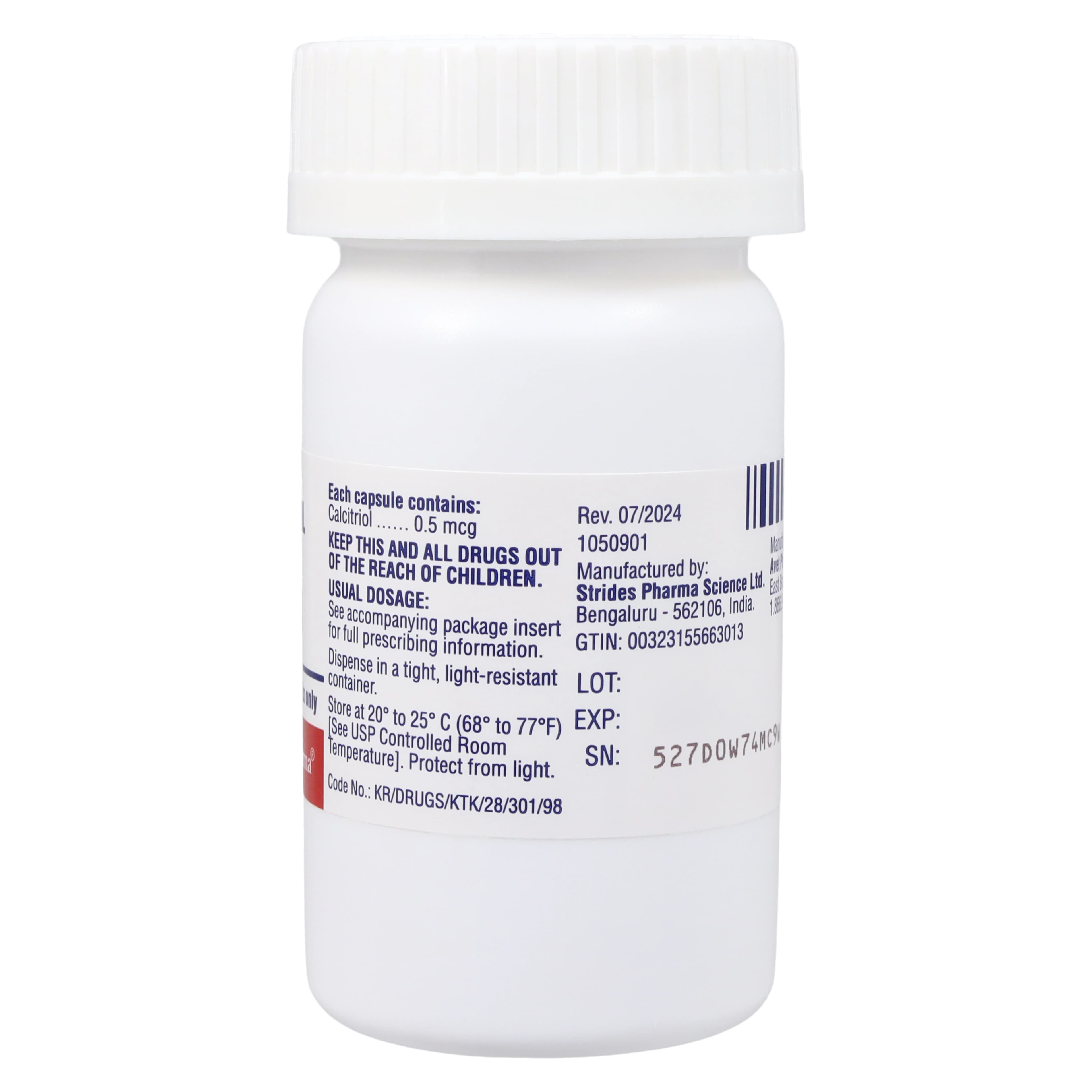 Calcitriol Capsules 0.5 mcg, Bottle of 100, Heritage Pharmaceuticals thumbnail 2