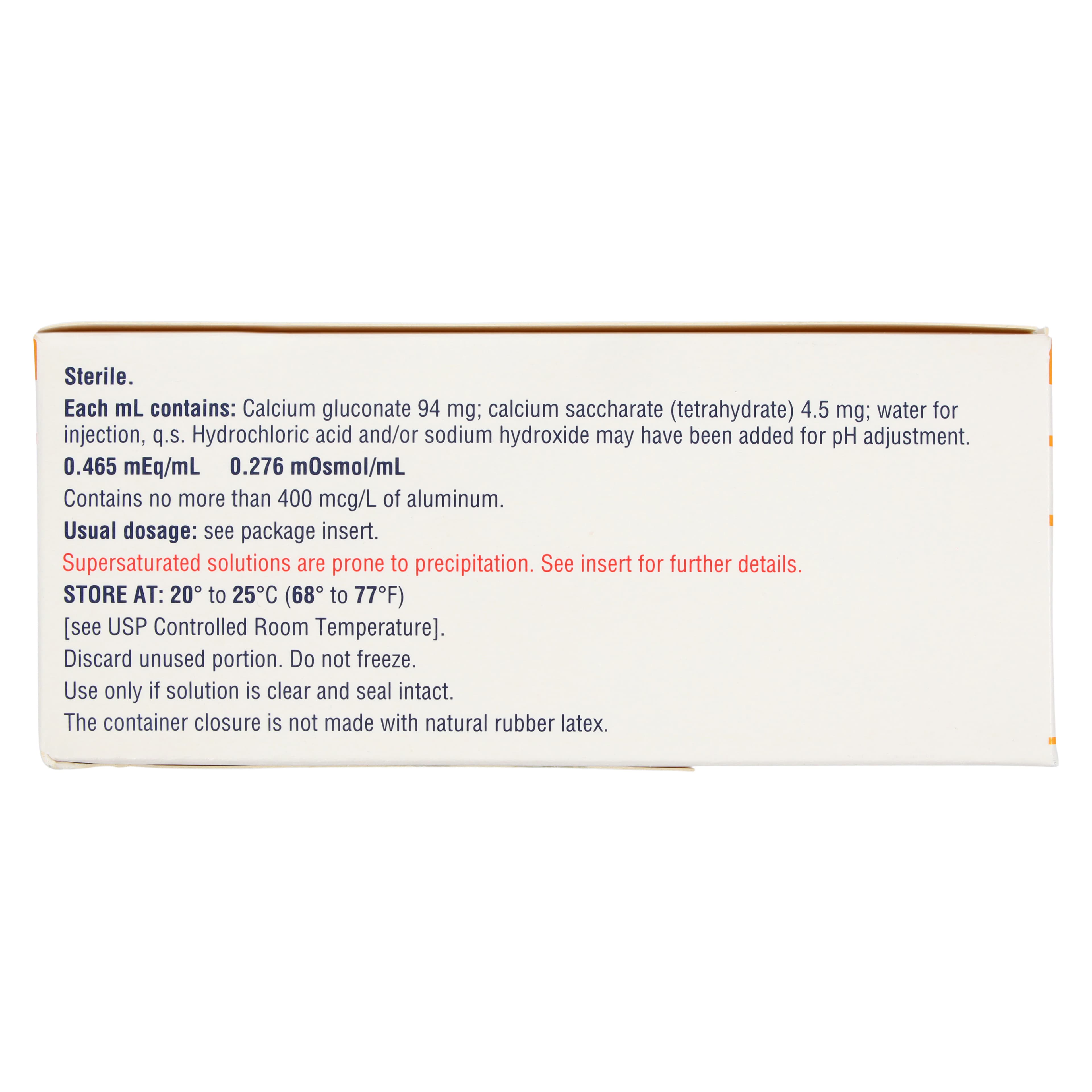 Calcium Gluconate Injection, 100mg/mL, SDV, 10mL, 25/Package, Hikma Pharmaceuticals thumbnail 5