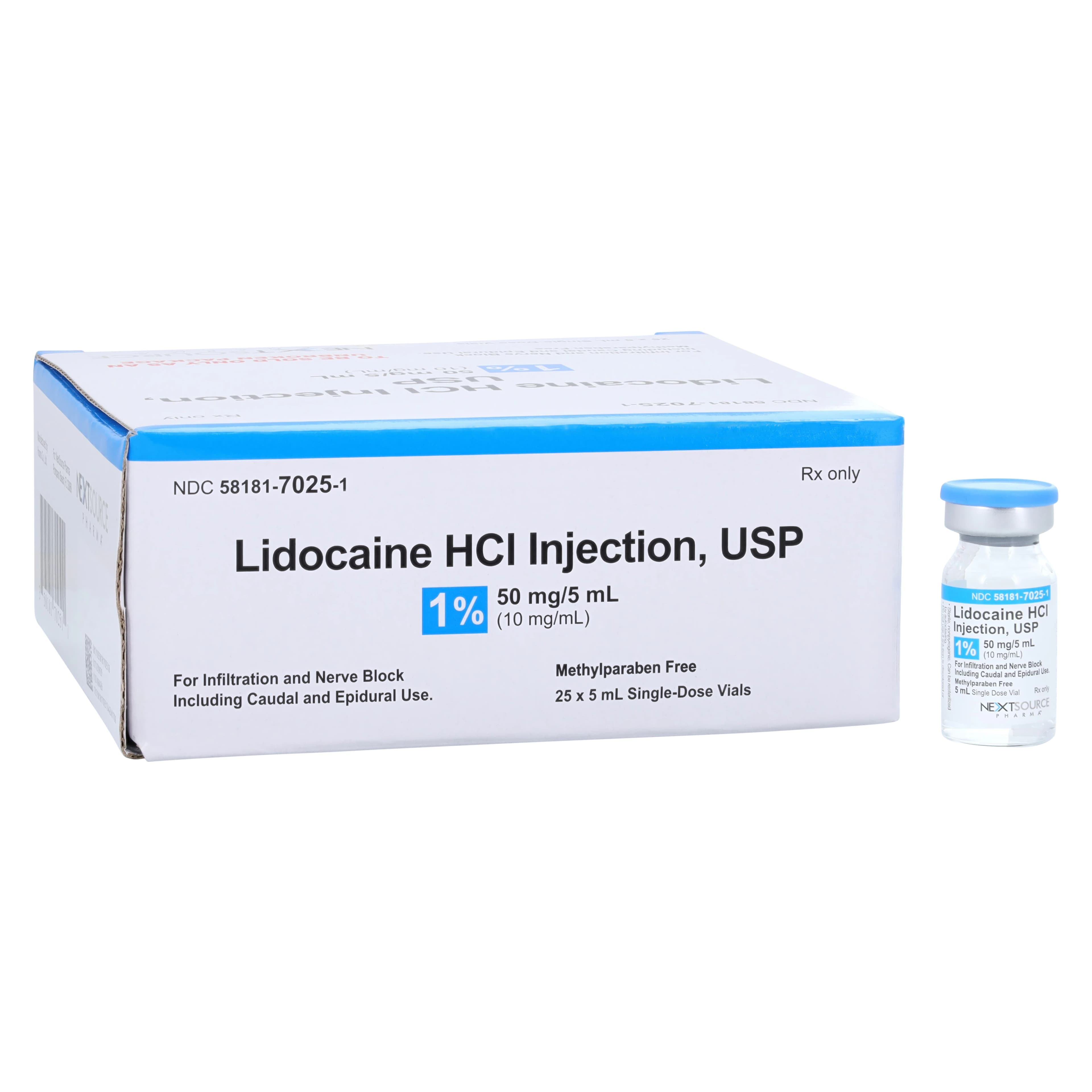 Lidocaine HCl Injection 1% SDV 5mL (25/Package) - Lidocaine HCl Inj SDV 5mL - Image 1