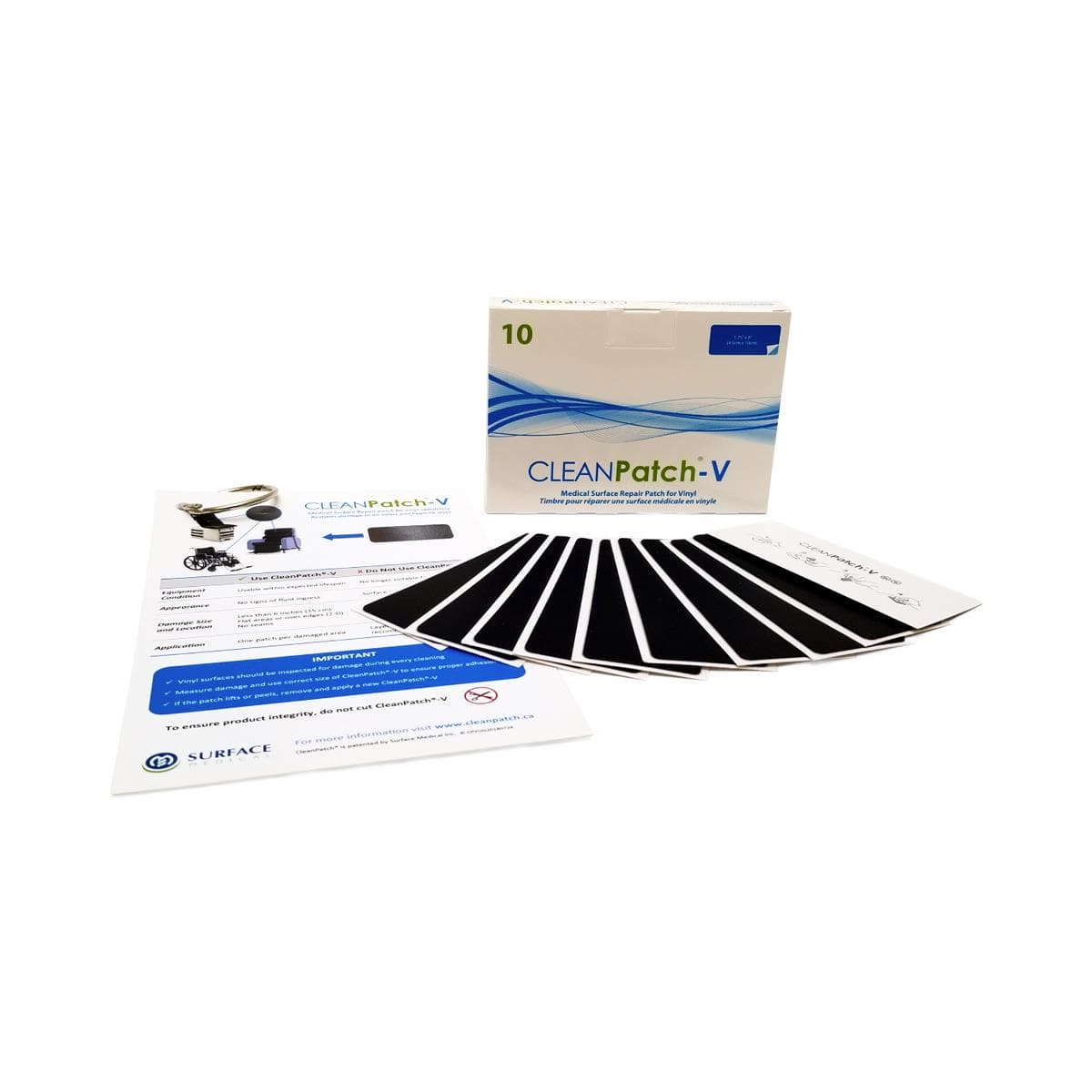 Surface Medical CleanPatch-V Vinyl Repair Patches, 5/Box - Patches Vinyl Repair CleanPatc - Image 1