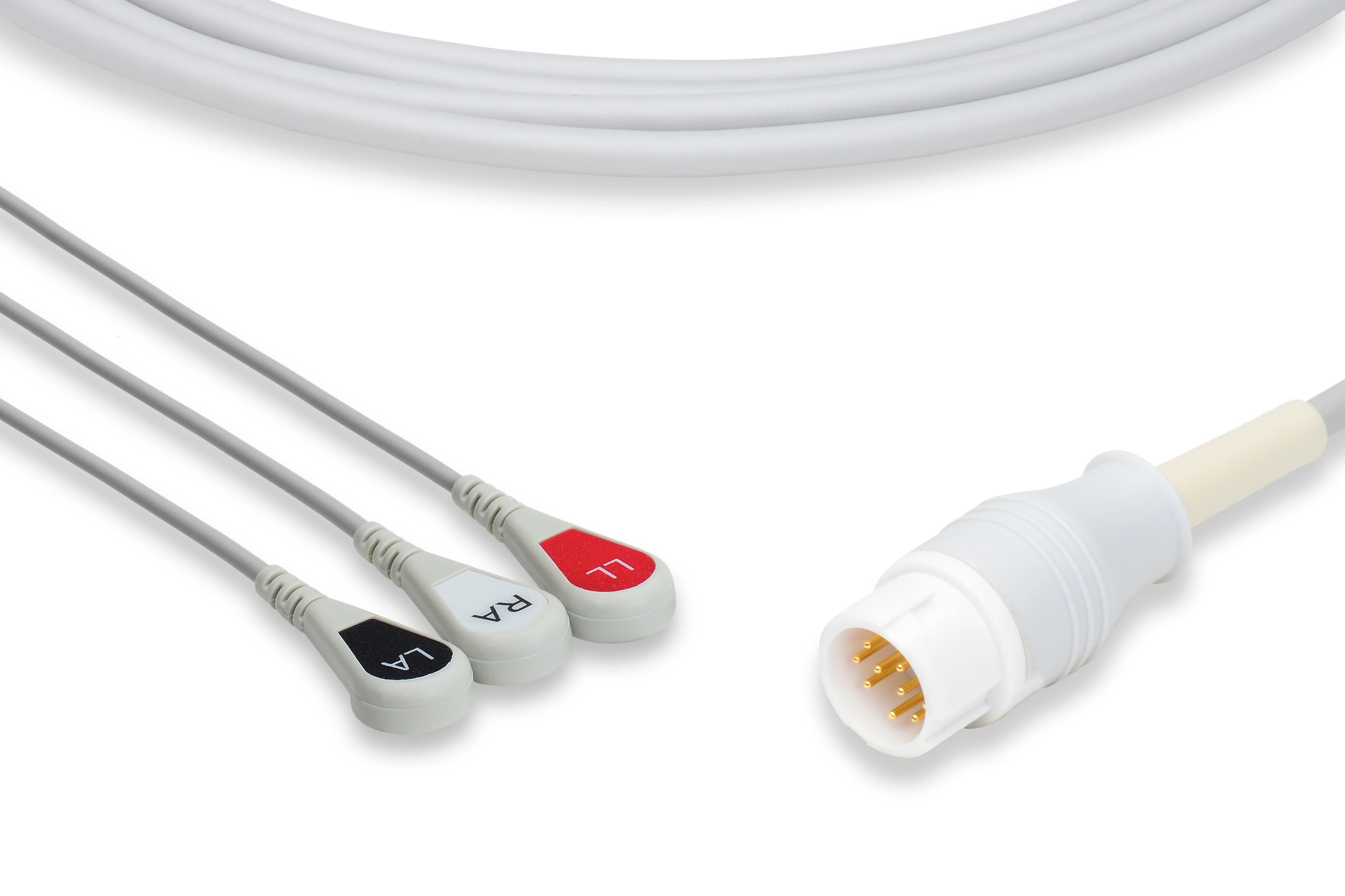 ECG Cable, 3 Lead, Snap, Universal Medical Inc. - Cable ECG 3 Lead-Snap - Image 1