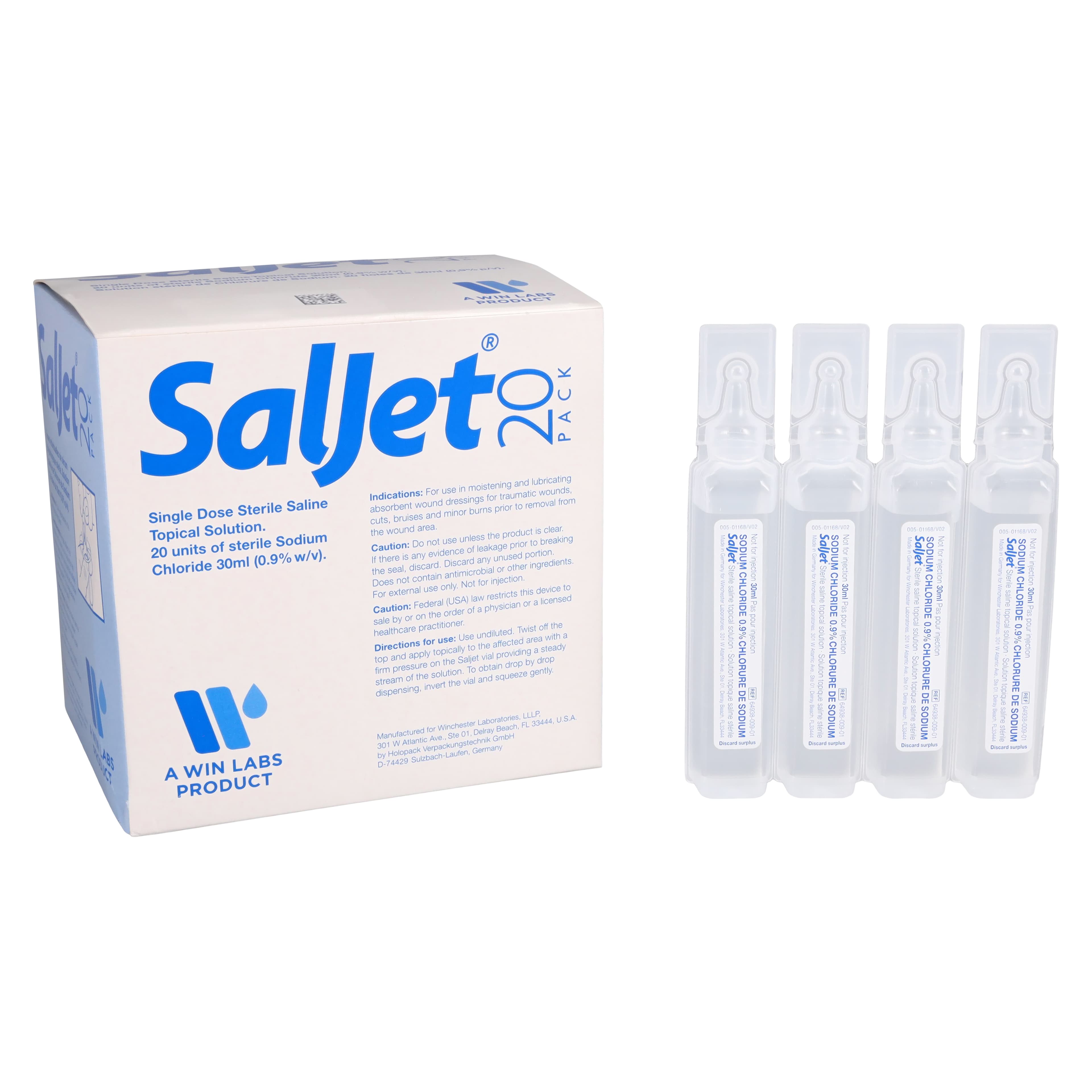 Saljet Irrigation Solution, 0.9% Sodium Chloride, 30 mL Single-Dose Plastic Vial, Sterile, DEHP-Free, Snap-Off Top, 20/Box - Saljet Sod Cho 0.9% Irri Vial - Image 1