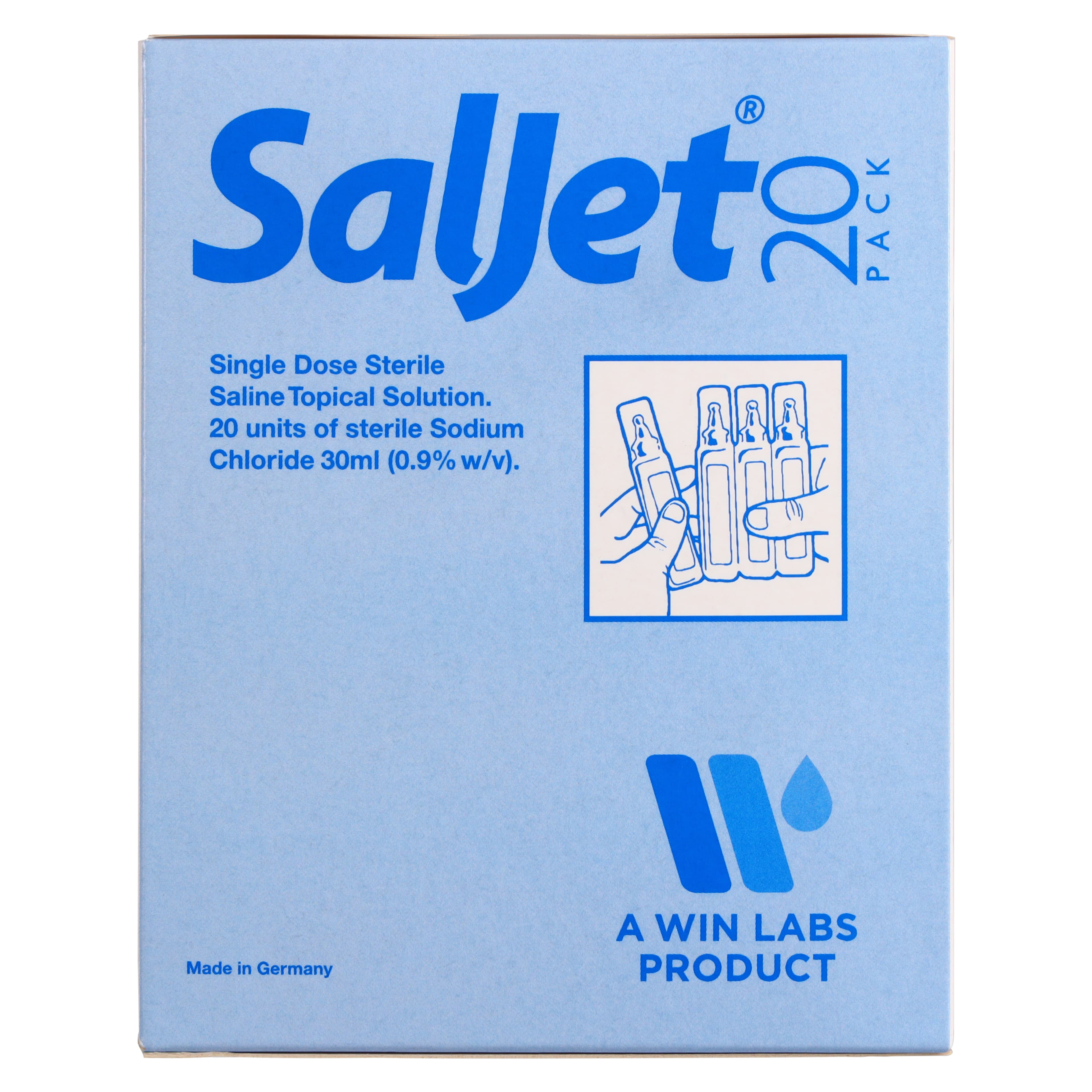 Saljet Irrigation Solution, 0.9% Sodium Chloride, 30 mL Single-Dose Plastic Vial, Sterile, DEHP-Free, Snap-Off Top, 20/Box thumbnail 3