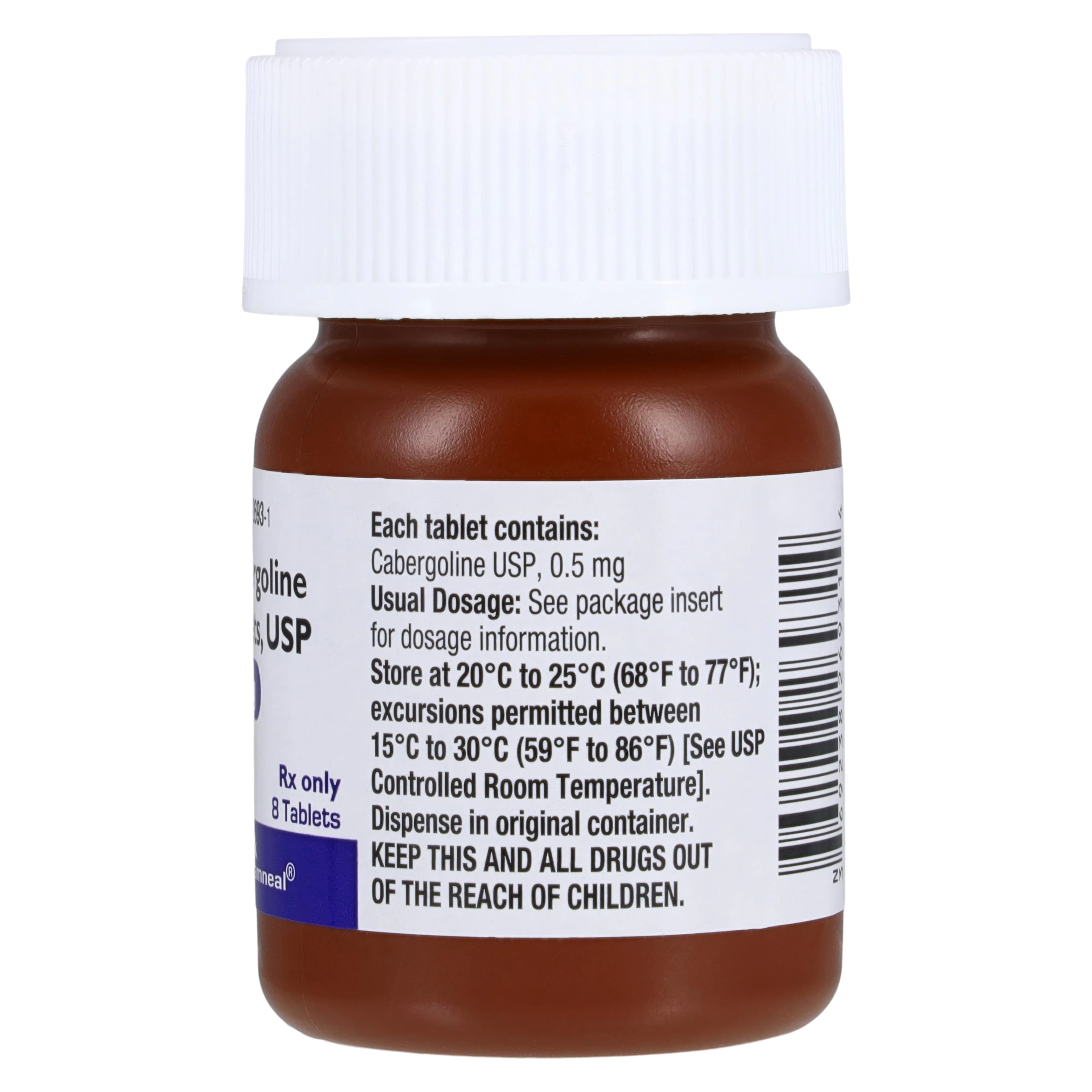 Cabergoline Tablets 0.5 mg, 8 Tablets per Bottle (Amneal Pharmaceuticals) thumbnail 2
