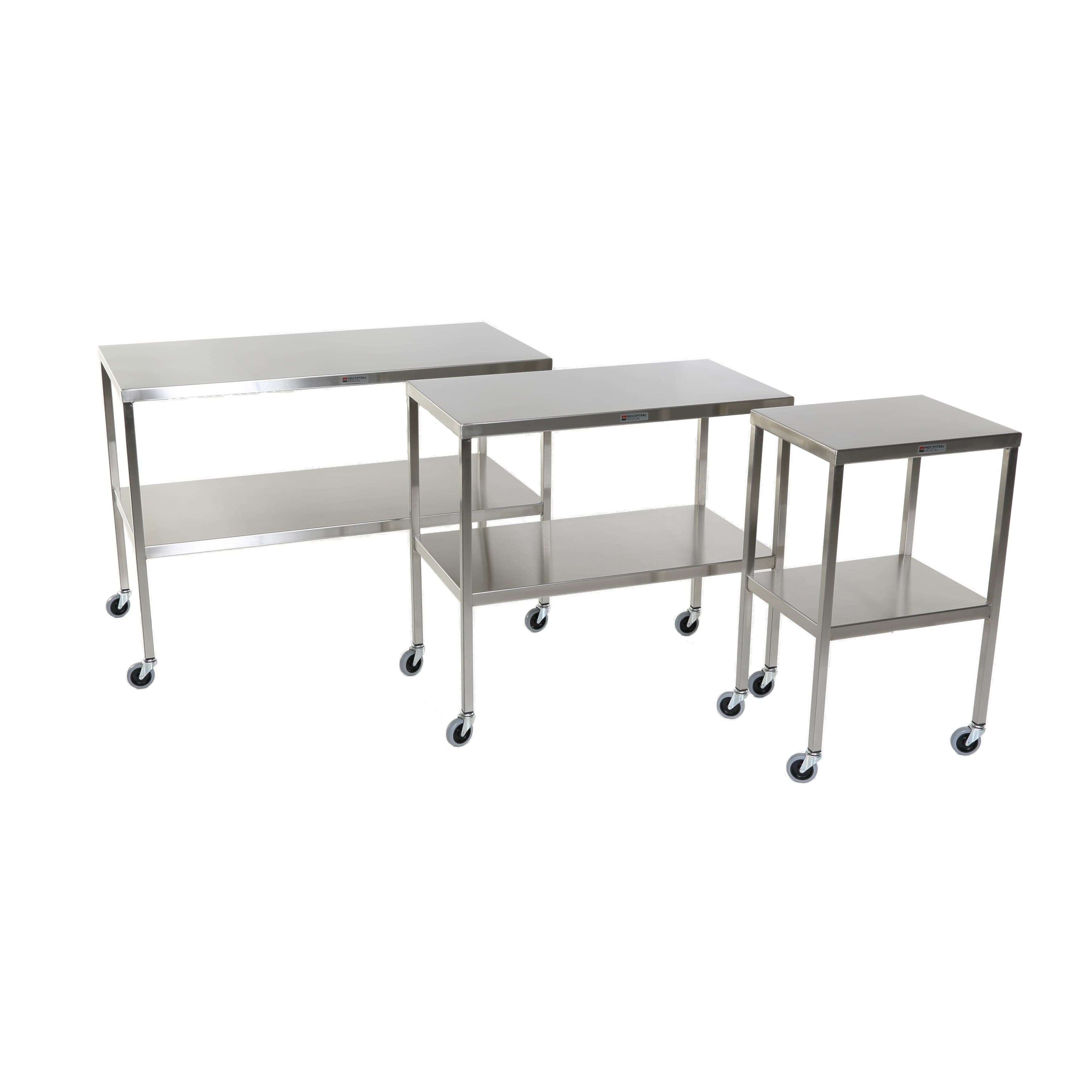 Acral Med Stainless Steel Instrument Table, 24" x 72" x 34", 400 lb Capacity thumbnail 2