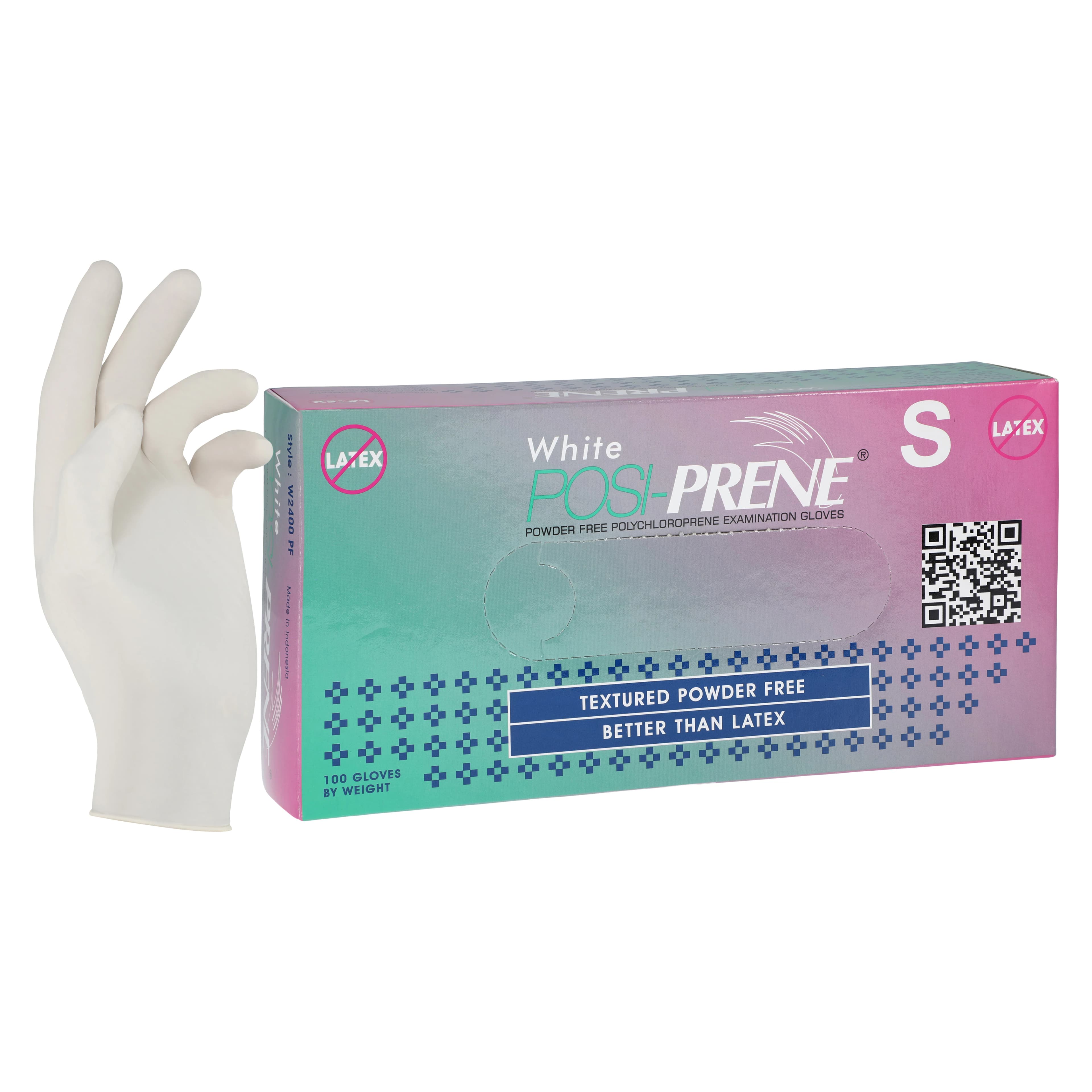 Posi-Prene White Chloroprene Exam Gloves, Small, Non-Sterile thumbnail 2