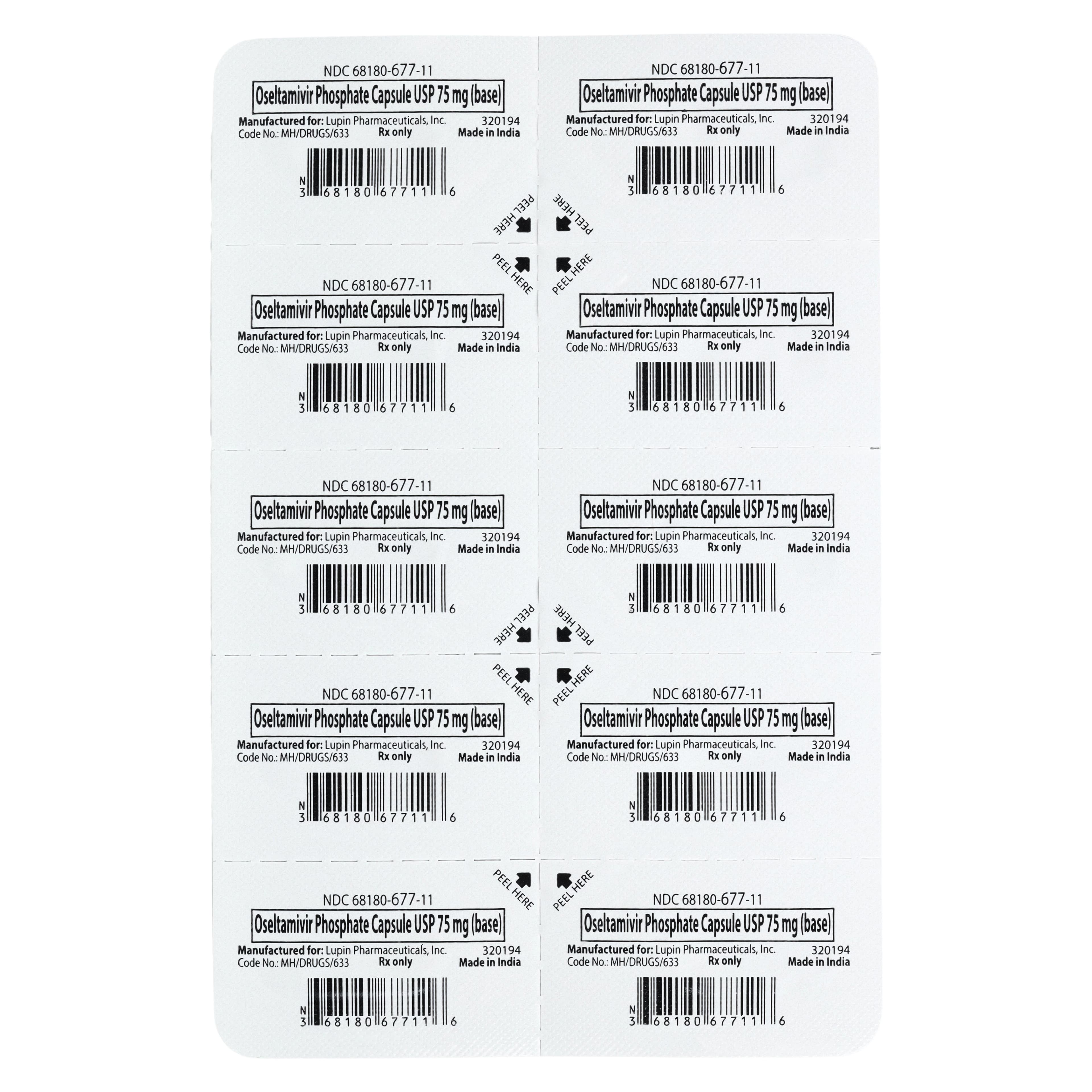Oseltamivir Phosphate Capsules UD, 75mg, 10/Box, Lupin Pharmaceuticals thumbnail 3