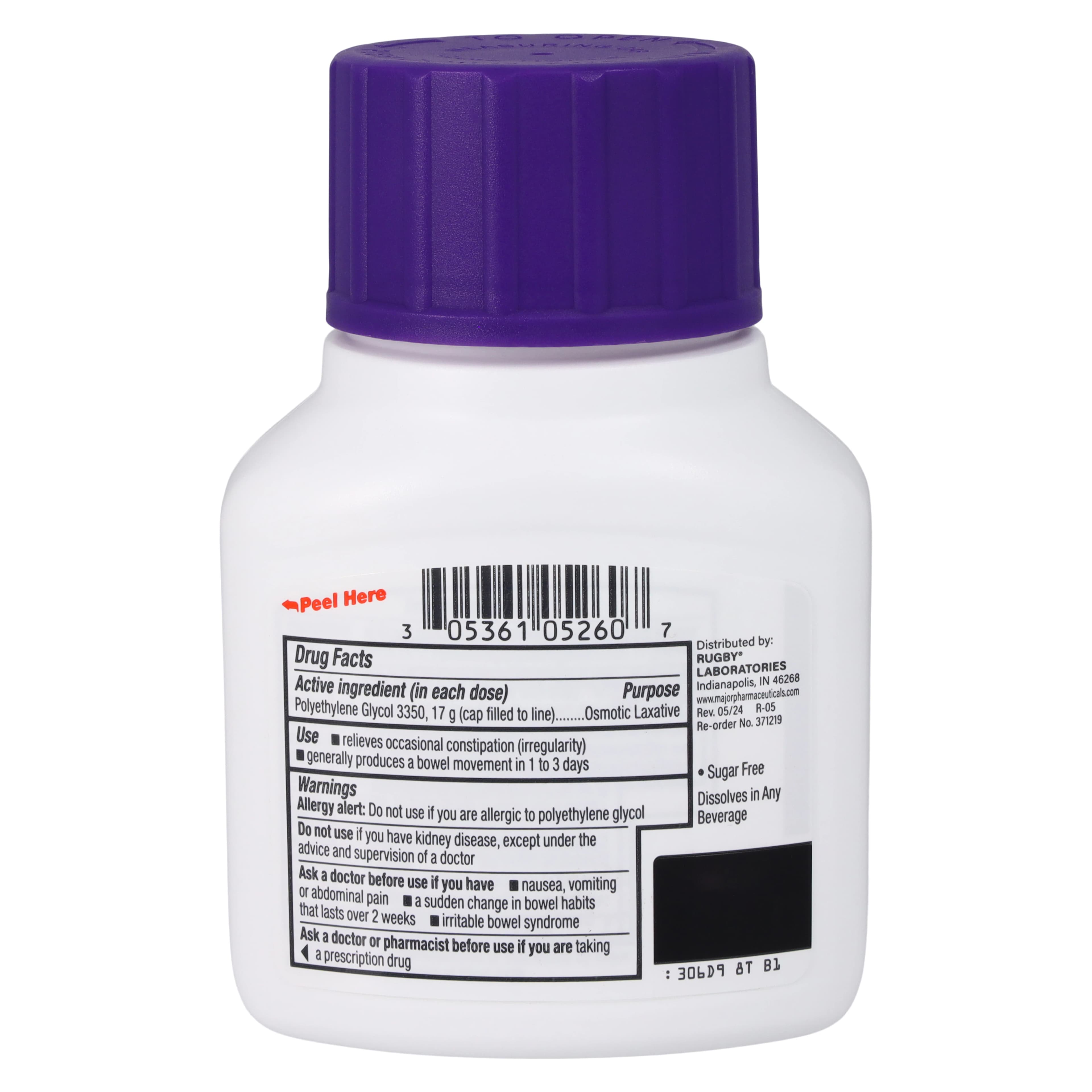 Polyethylene Glycol 3350 Powder for Solution, 17g/Dose, 119g Bottle thumbnail 2