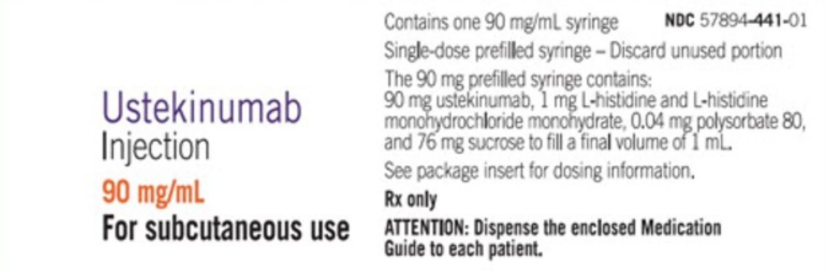 Ustekinumab Injection 90mg Prefilled Syringe, 1mL Each - Ustekinumab Inj Prefilled Syr - Image 1